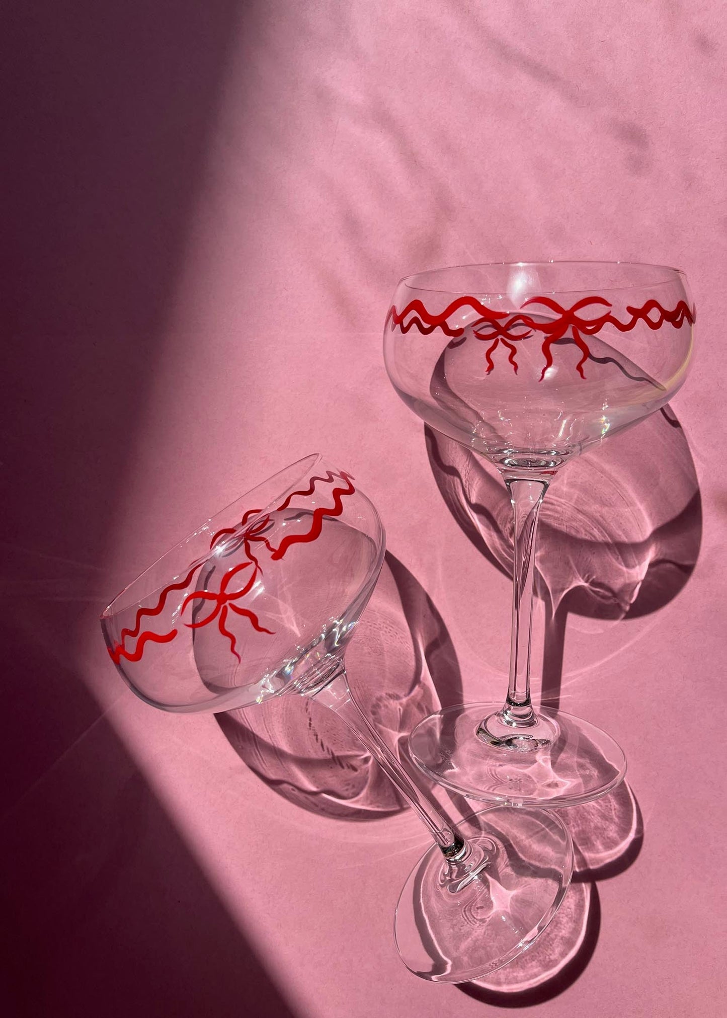 Red Bow Coupe Glasses Pair