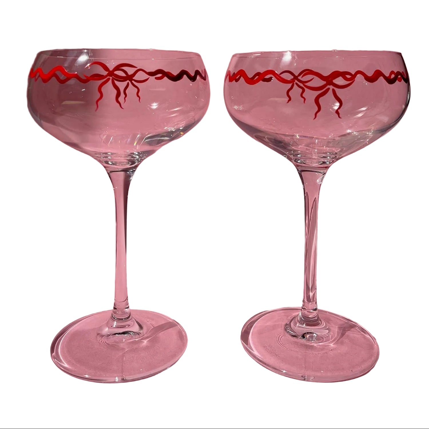 Red Bow Coupe Glasses Pair
