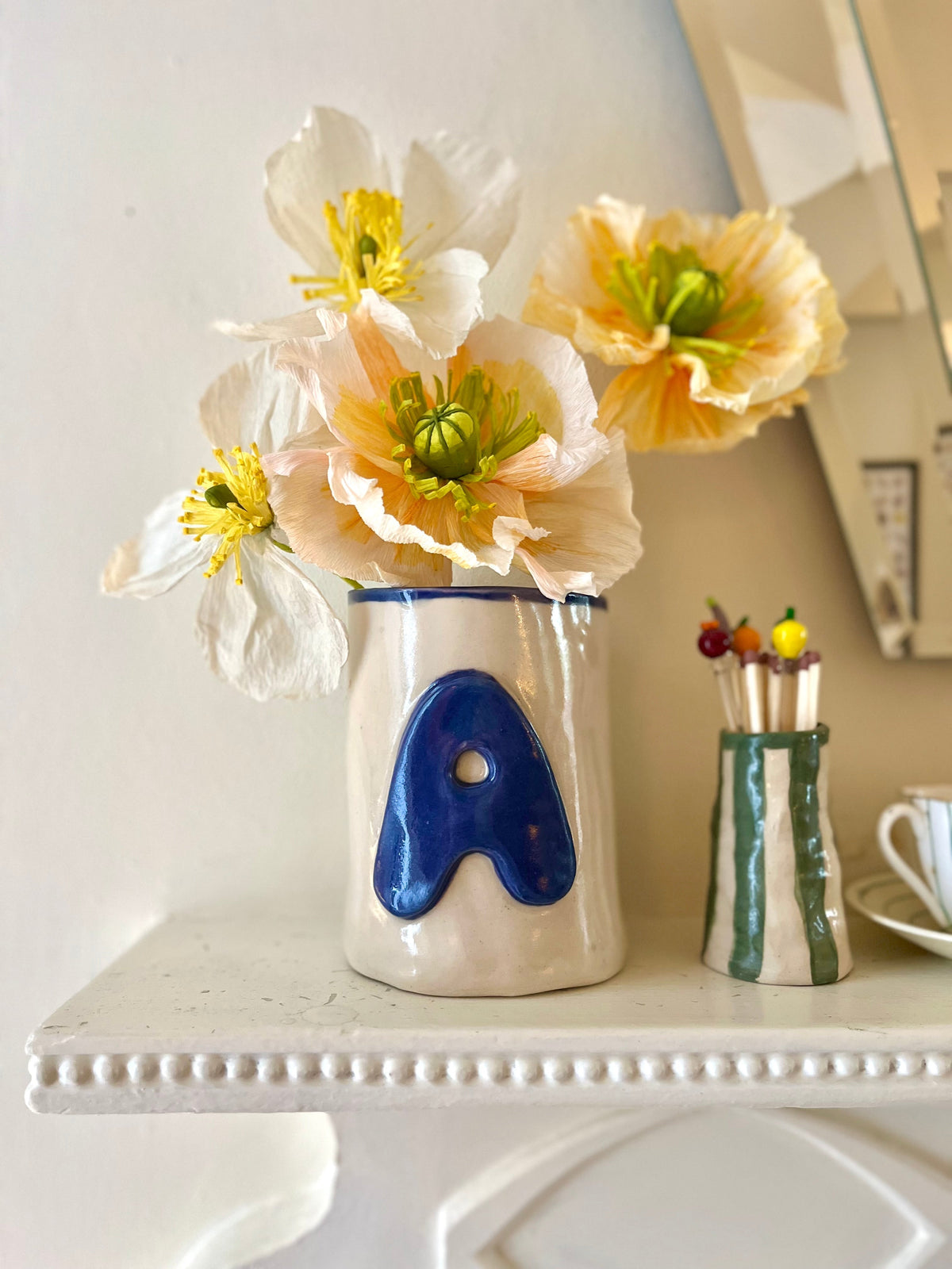Navy Mono Bright Pen Pot - Alpha Beaker