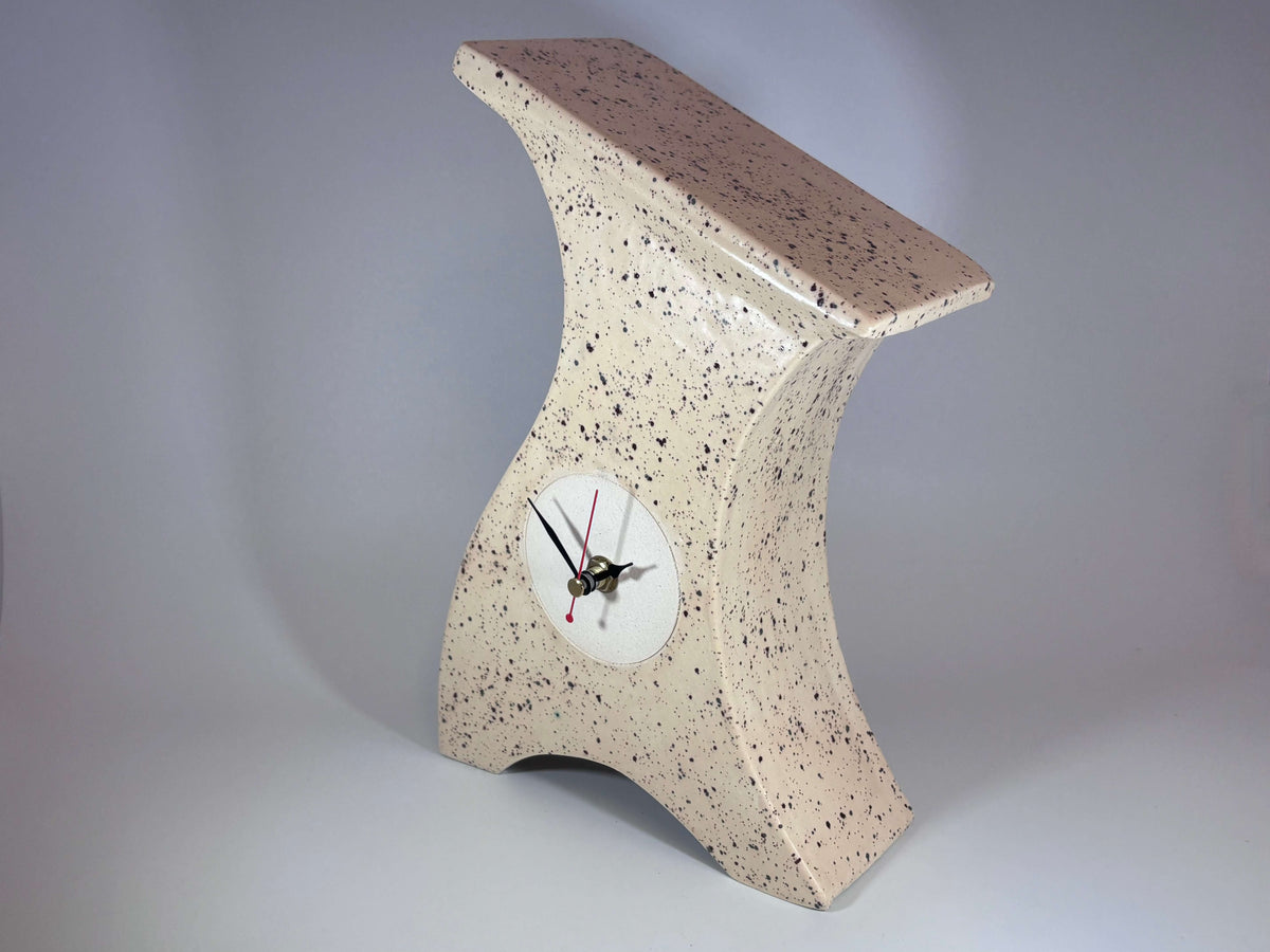 Ceramic Mantel Clock -Honey Speckle Glaze