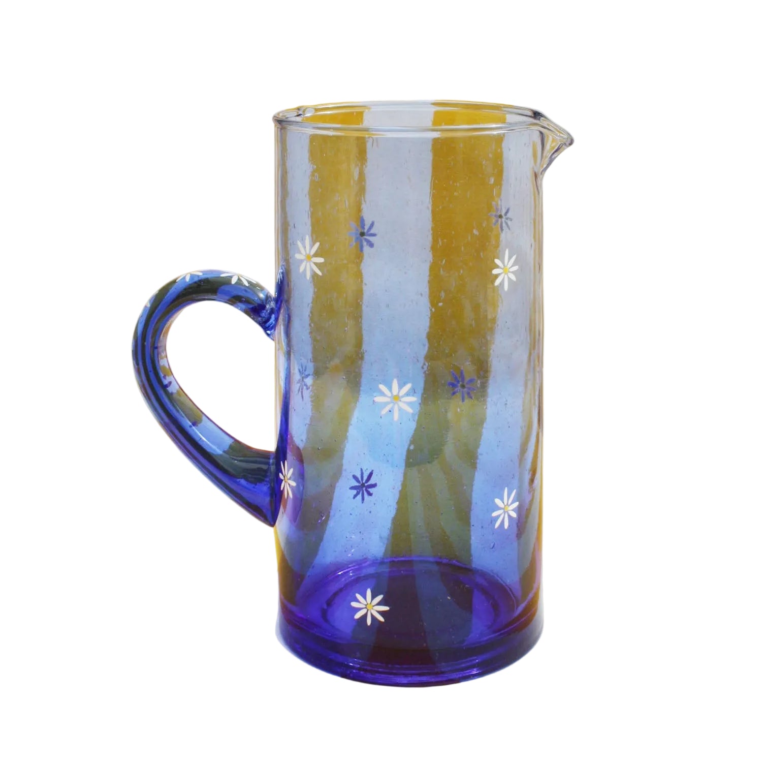 Daisy Blue Recycled Glass Jug
