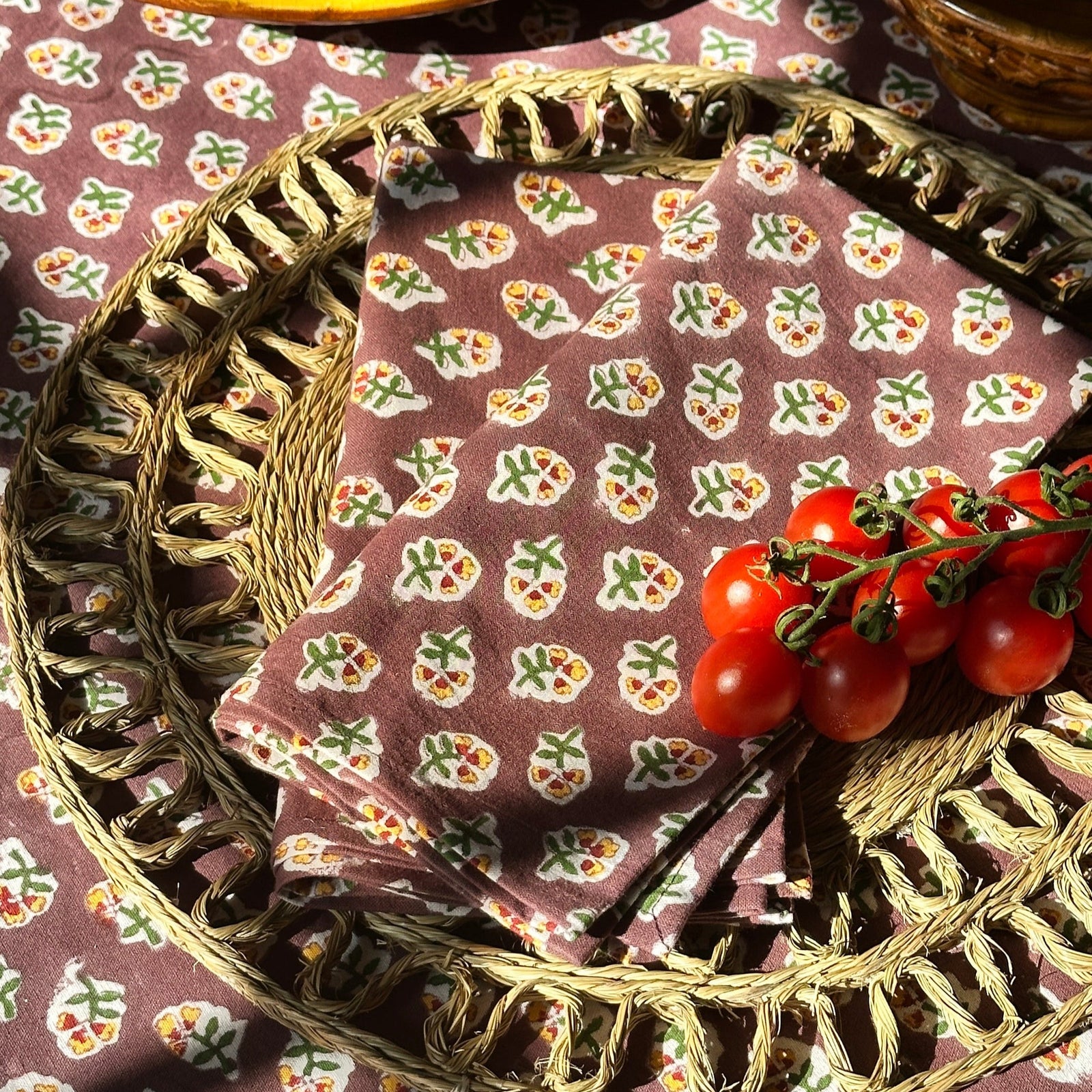 Chocolate Ditsy Napkin - Set of 4