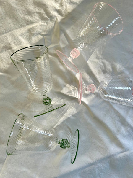 The Dido Venetian Wine Glass in Pink, Set of Two