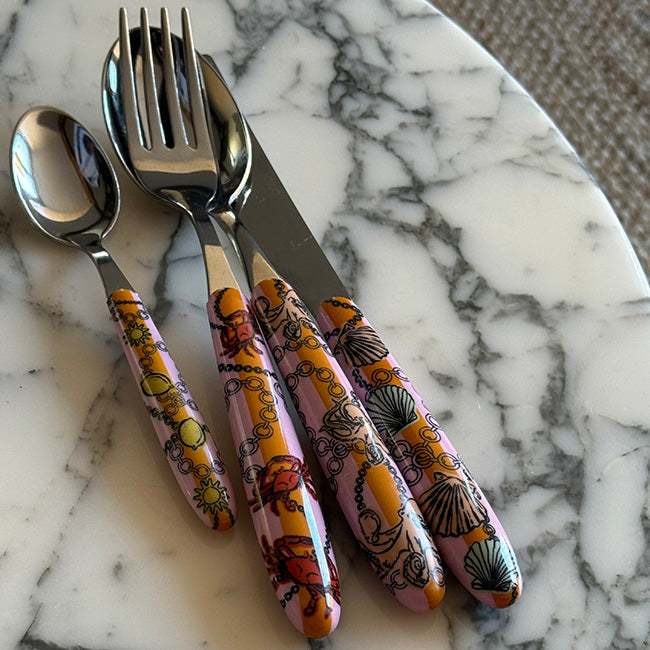 Cutlery Set of 4 Pink Sea