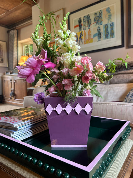 Mulberry Diamond Style Planter with Pink Edge