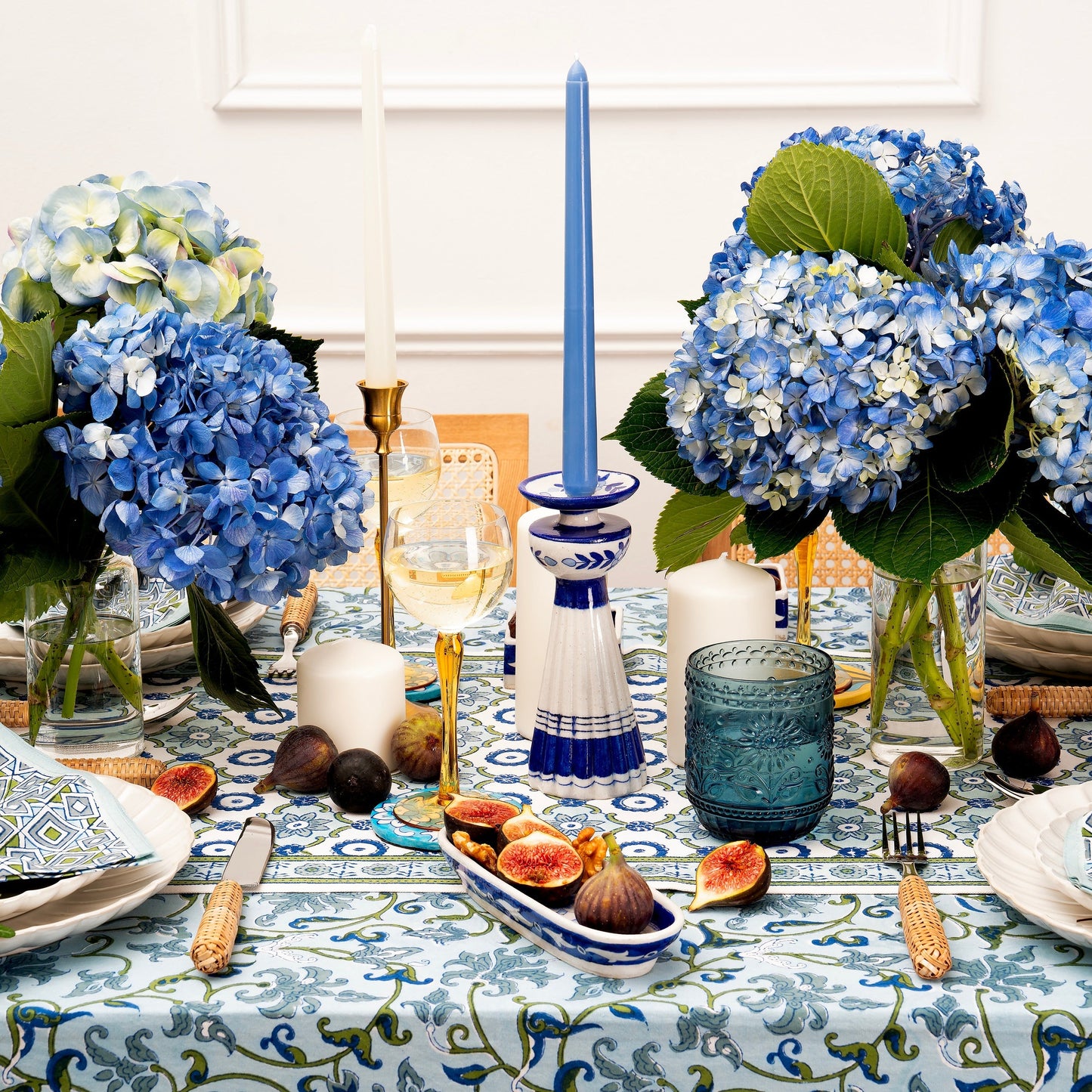 White & Blue Candle Stand