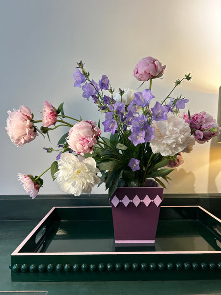 Mulberry Diamond Style Planter with Pink Edge