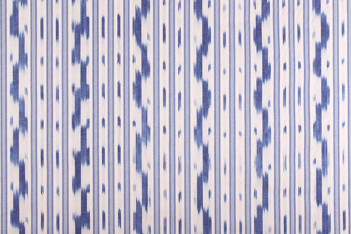 Vicens Fabric - Pale Blue Stripe With Indigo Wave