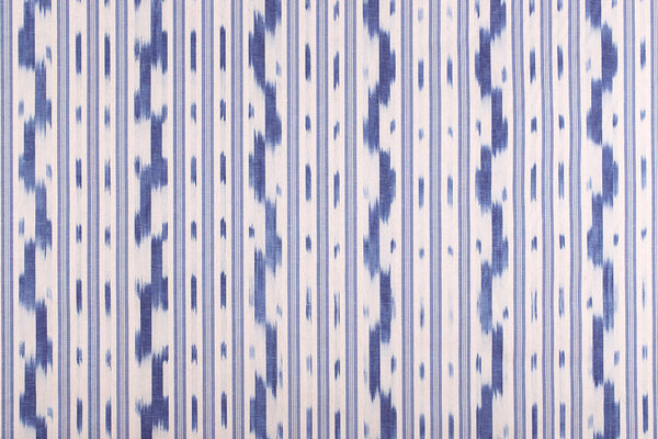 Vicens Fabric - Pale Blue Stripe With Indigo Wave