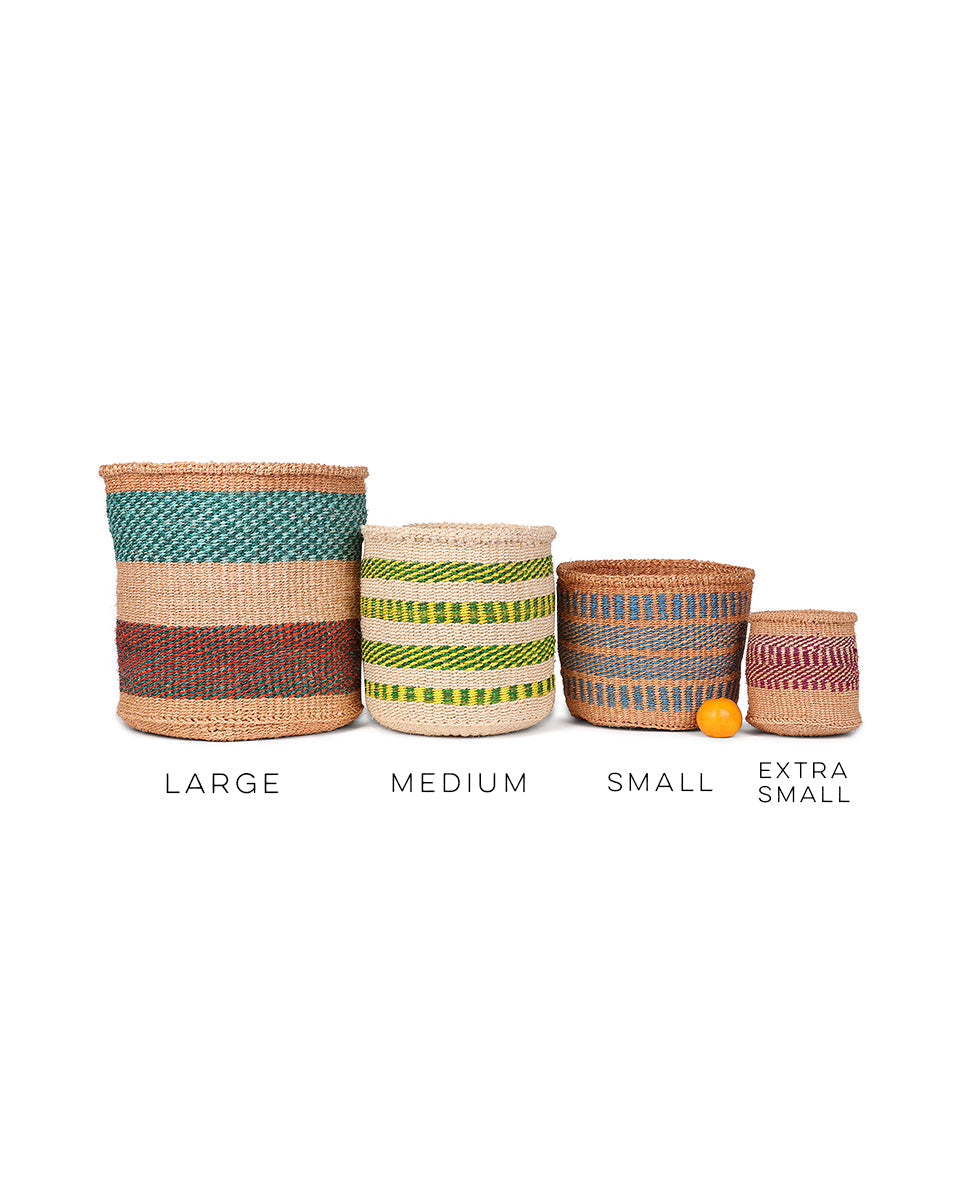 NDEGE:  Natural, Turquoise and Brown Sisal Basket