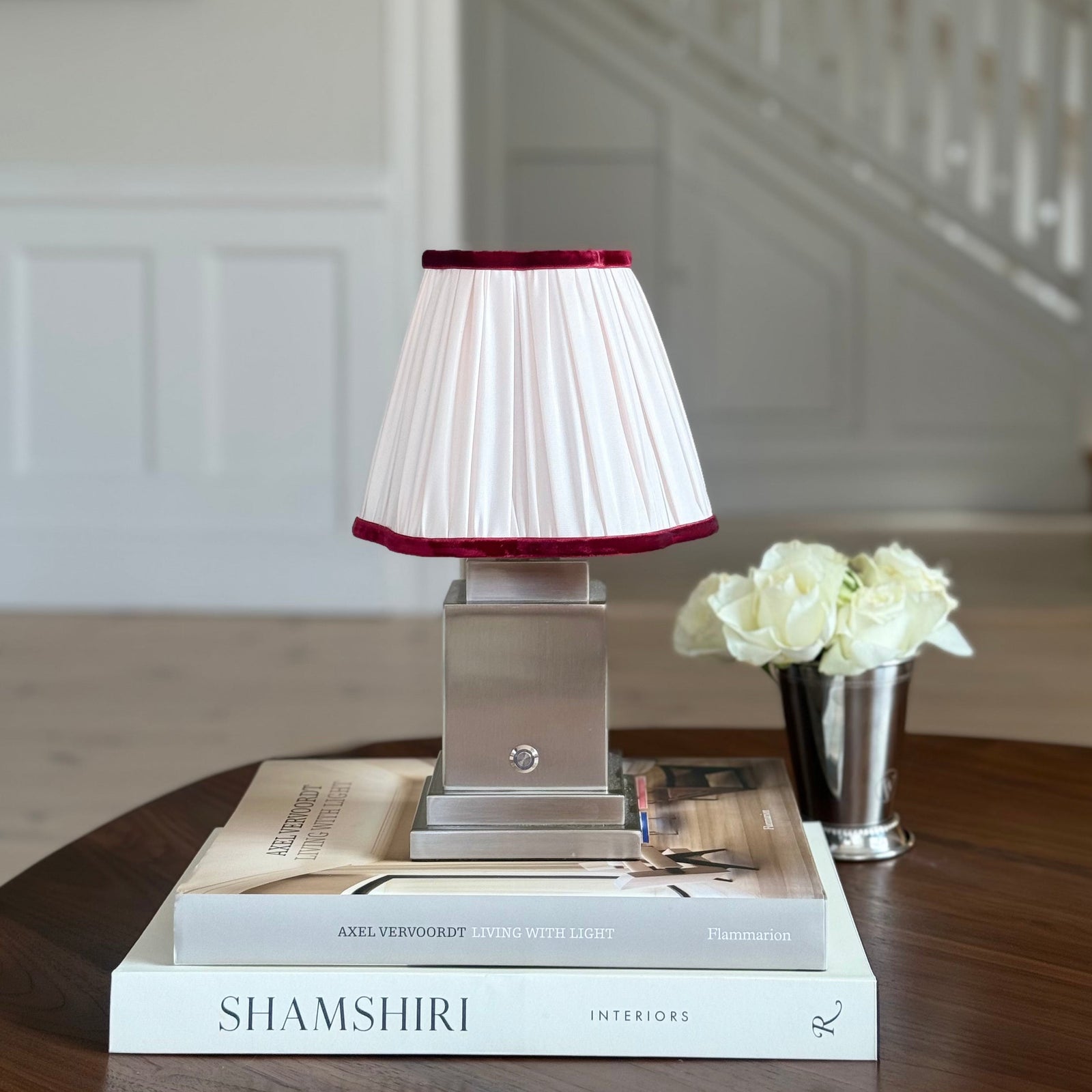 Lampshade Ivory With Burgundy Trim
