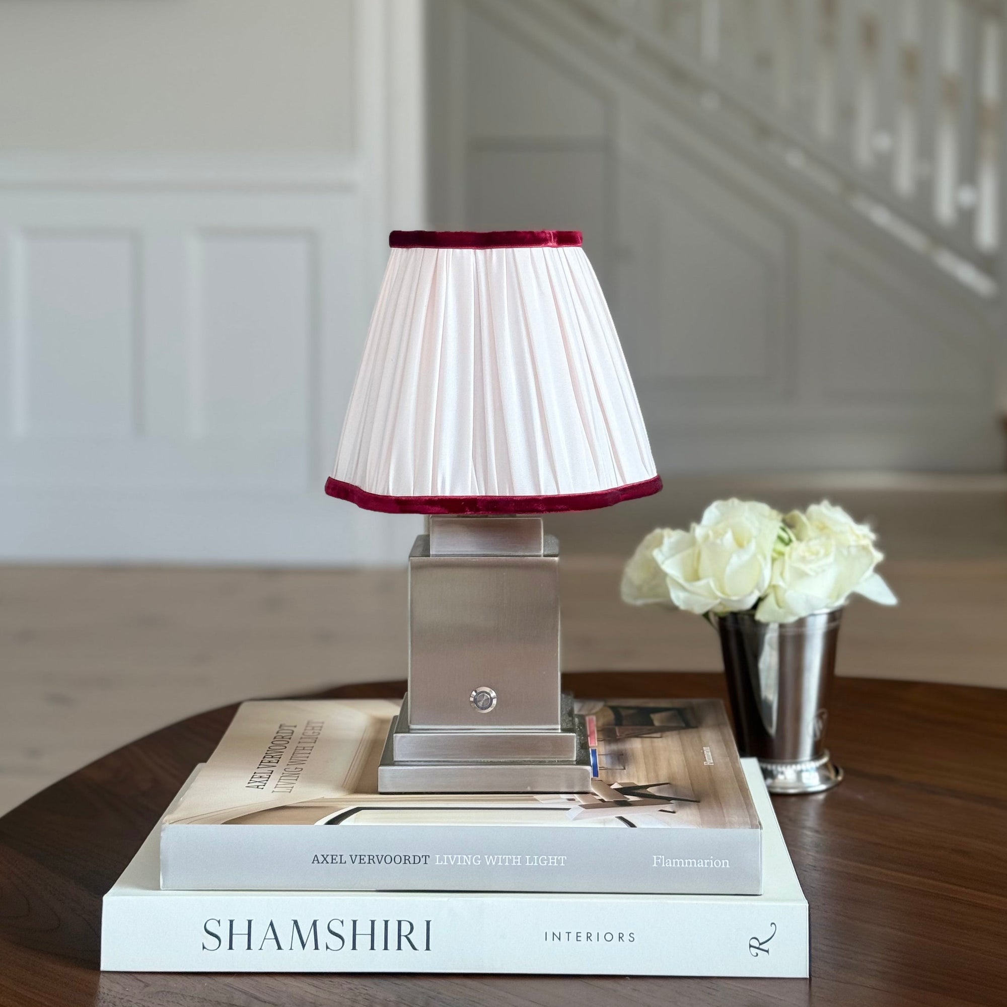 Lampshade Ivory With Burgundy Trim