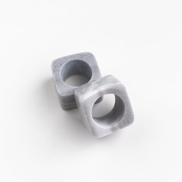 Kai Marble Napkin Ring Set Gray