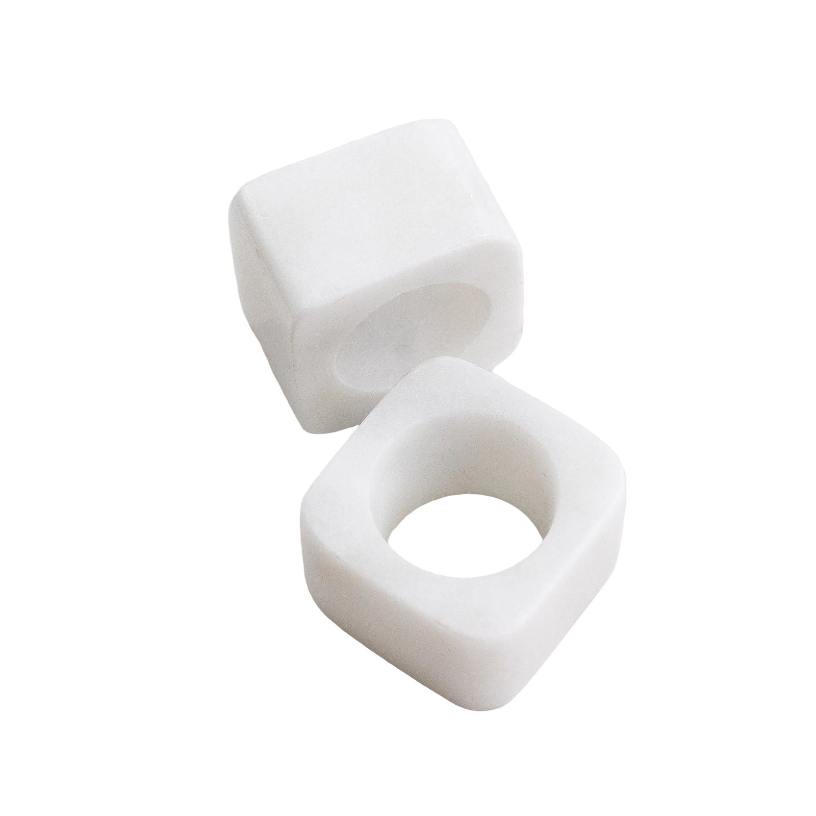 Kai Marble Napkin Ring Set White