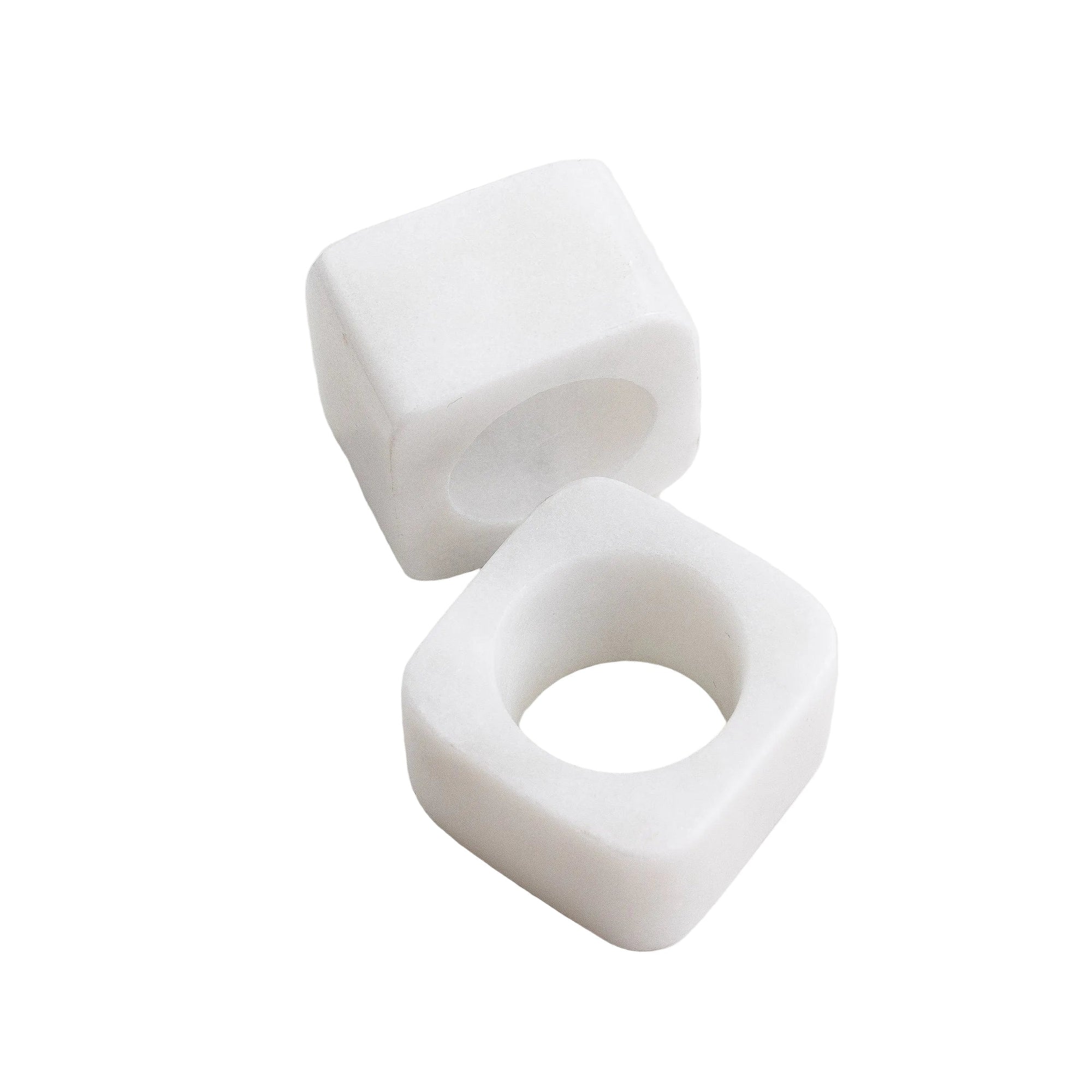 Kai Marble Napkin Ring Set White