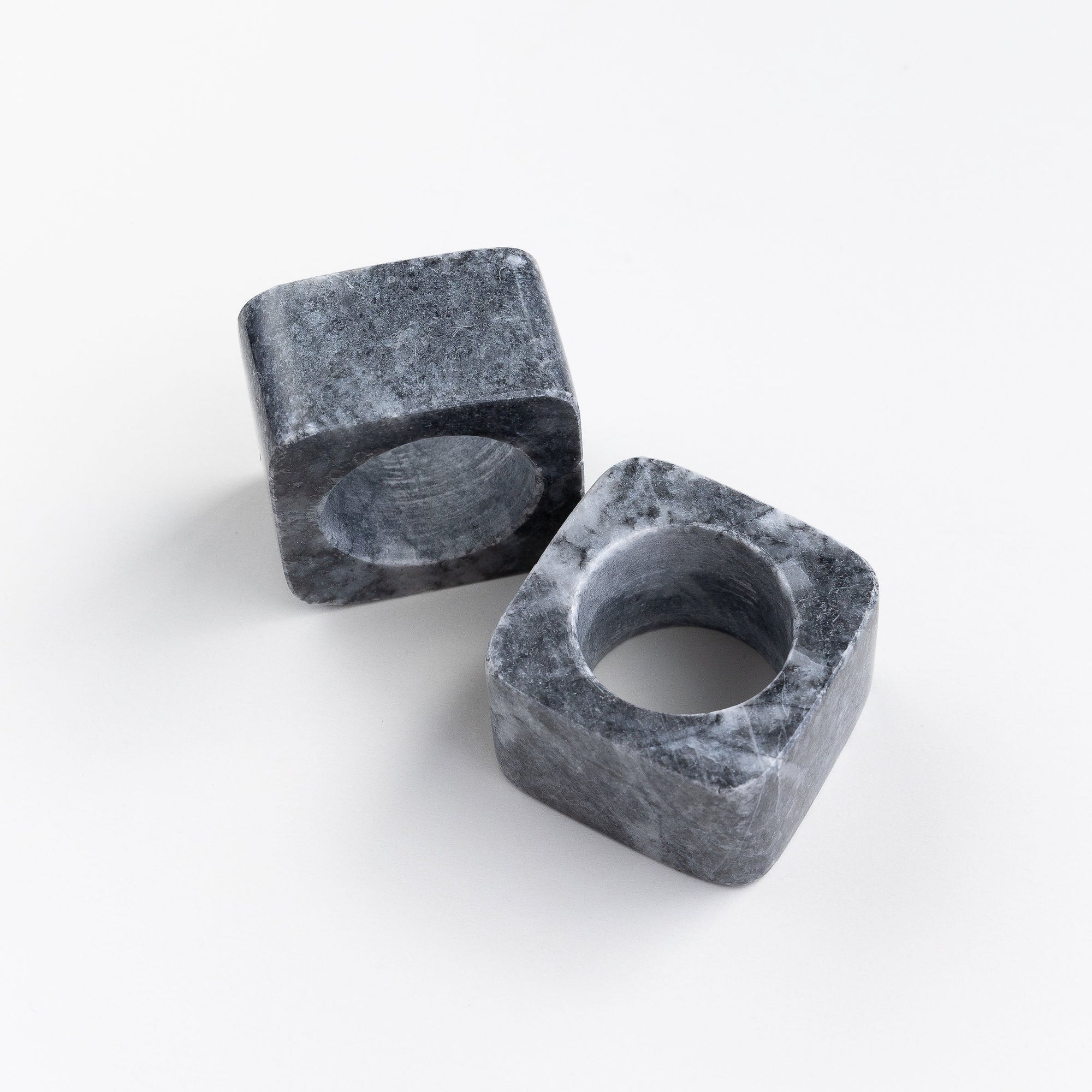 Kai Marble Napkin Ring Set Dark Gray