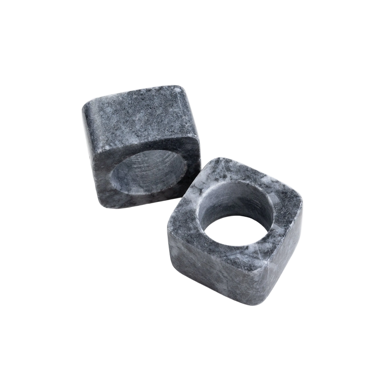 Kai Marble Napkin Ring Set Dark Gray