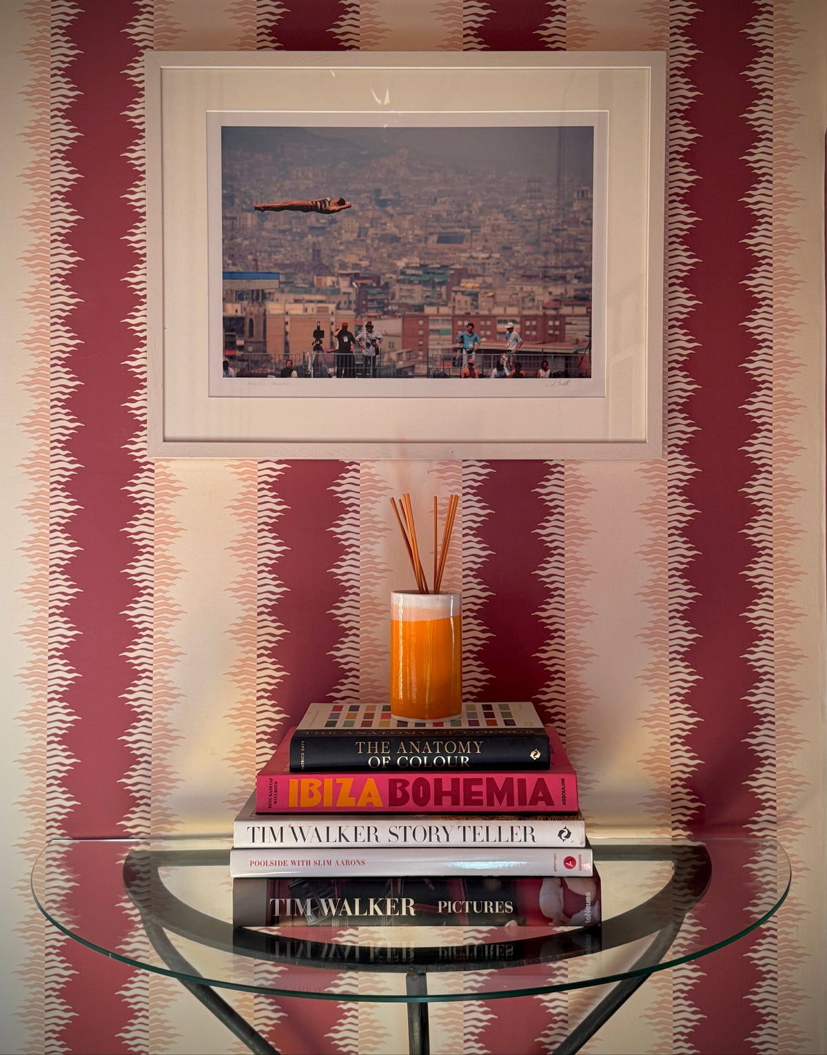 Crimped Stripe Wallpaper -  Claret