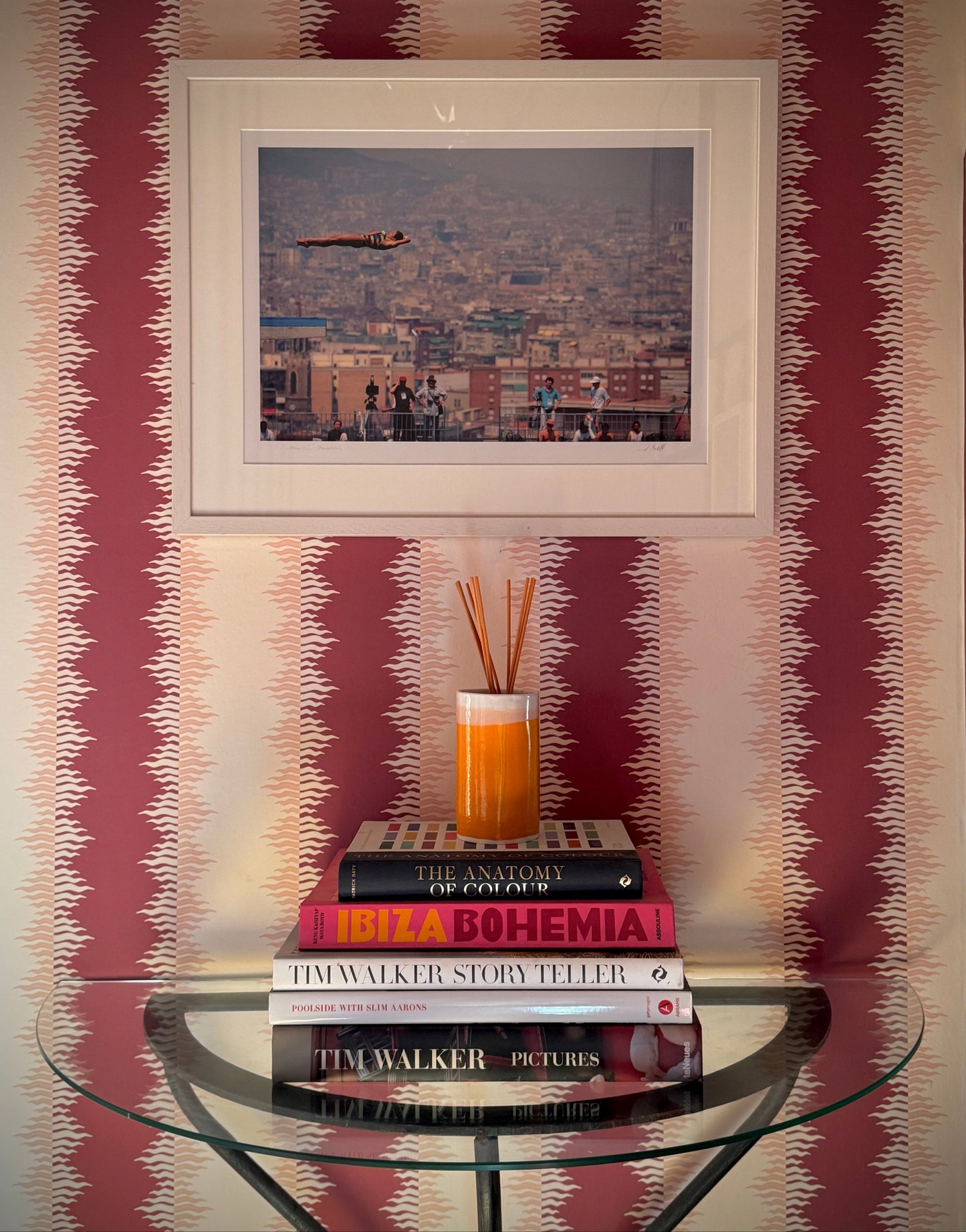 Crimped Stripe Wallpaper -  Claret