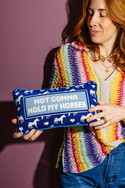 Hold My Horses Needlepoint Pillow - Furbish Studio