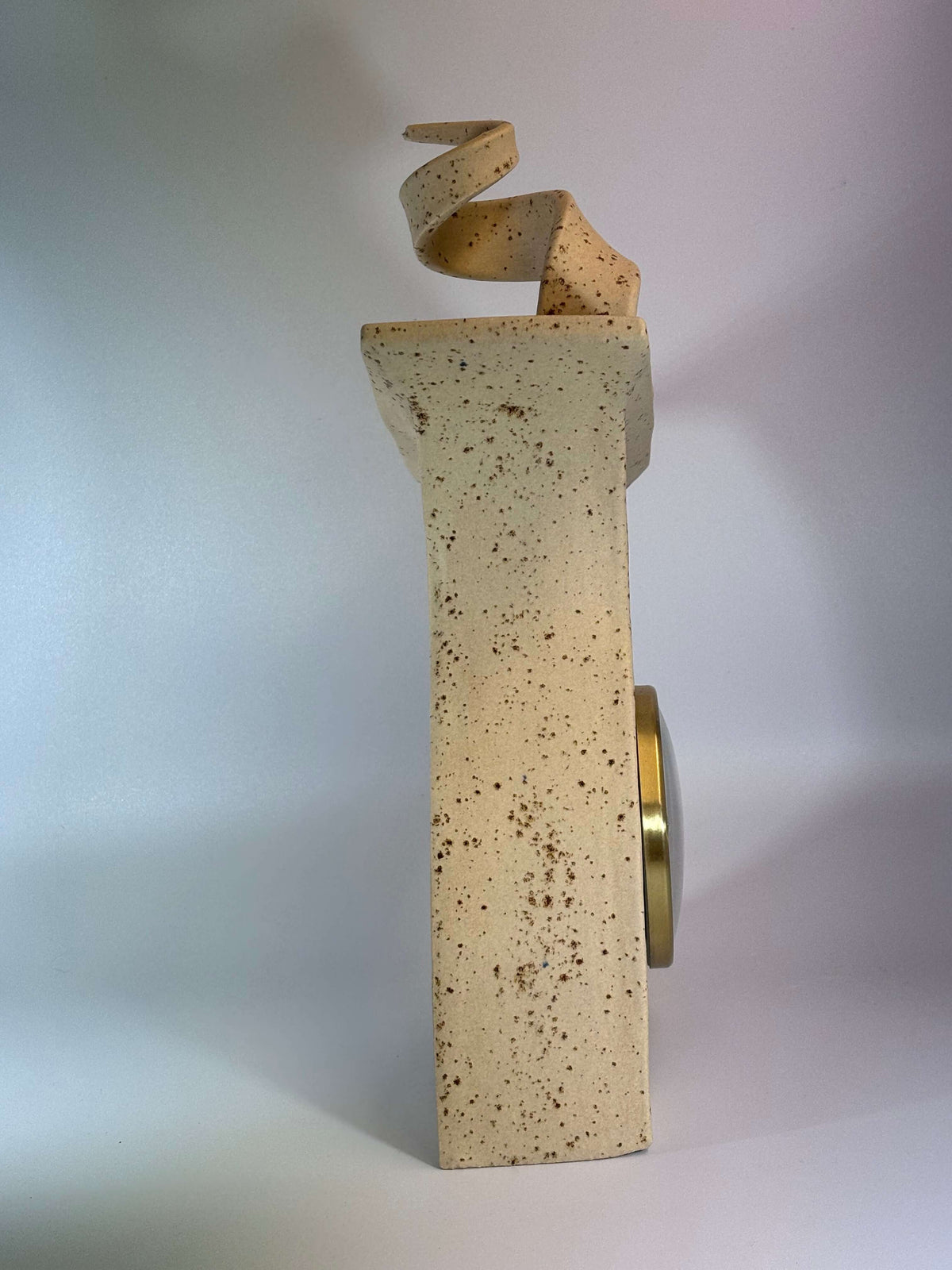 Ceramic Mantel Clock with Enclosed Face - Oatmeal Speckle