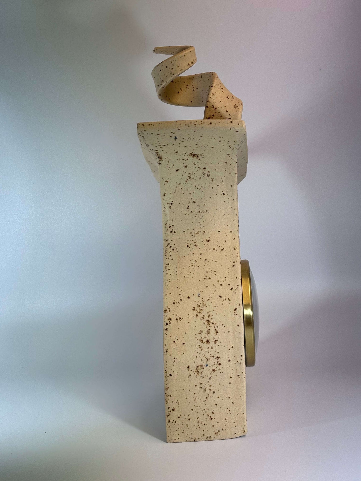 Ceramic Mantel Clock with Enclosed Face - Oatmeal Speckle