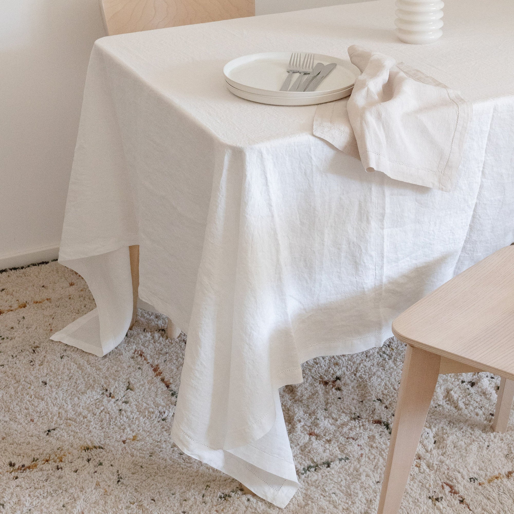 Off-White Linen Tablecloth
