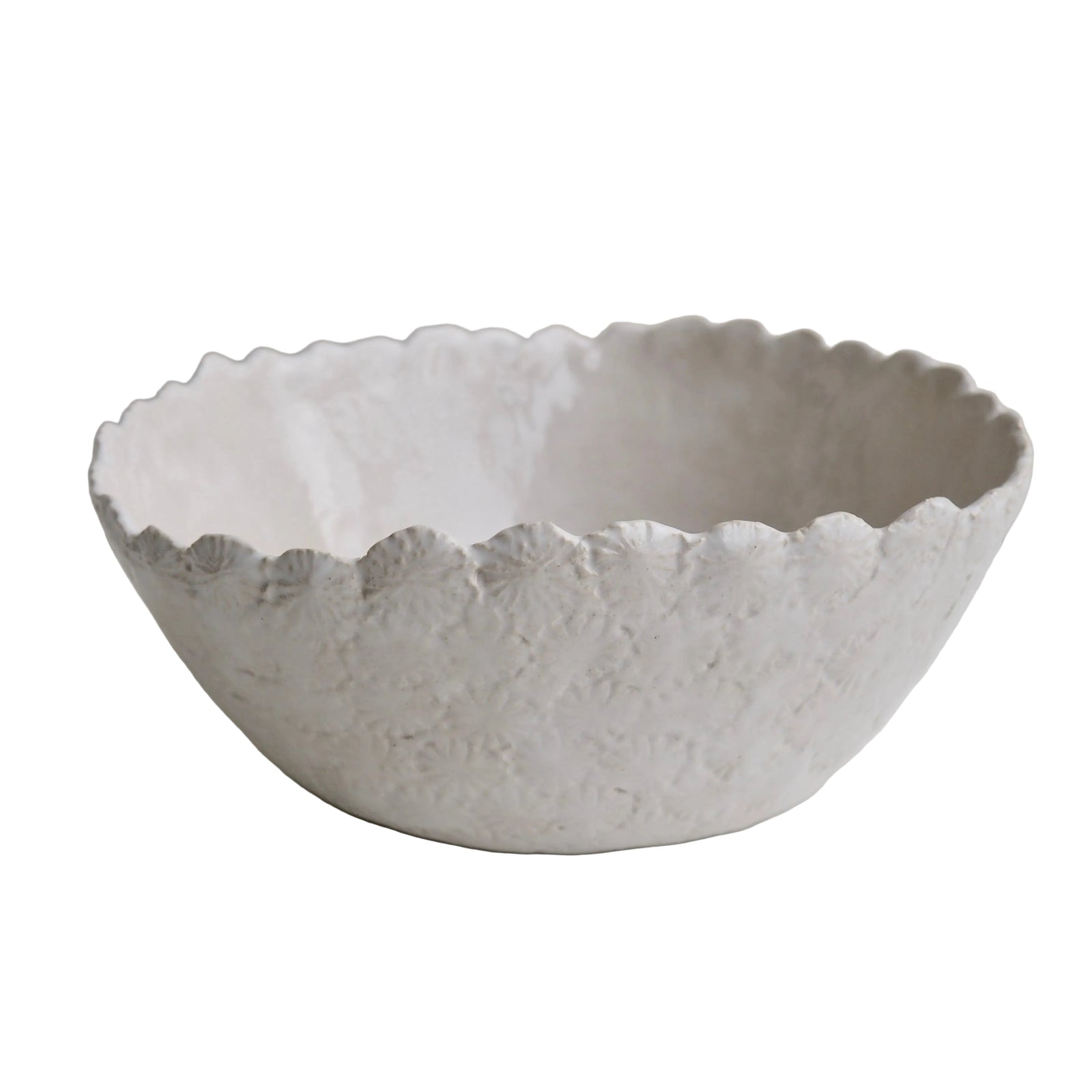 Handmade White Gloss Textural Ceramic Fruit Bowl