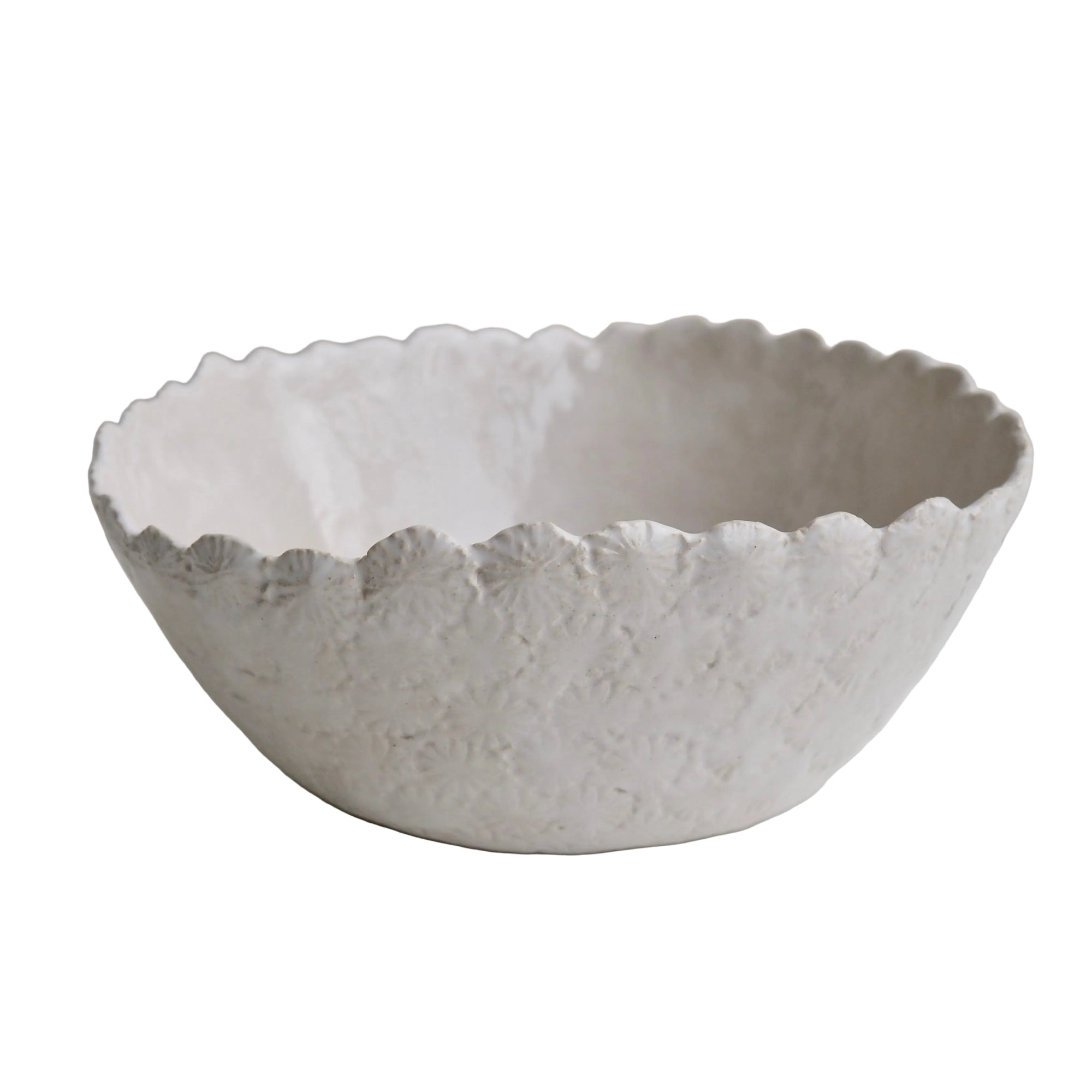 Handmade White Gloss Textural Ceramic Fruit Bowl