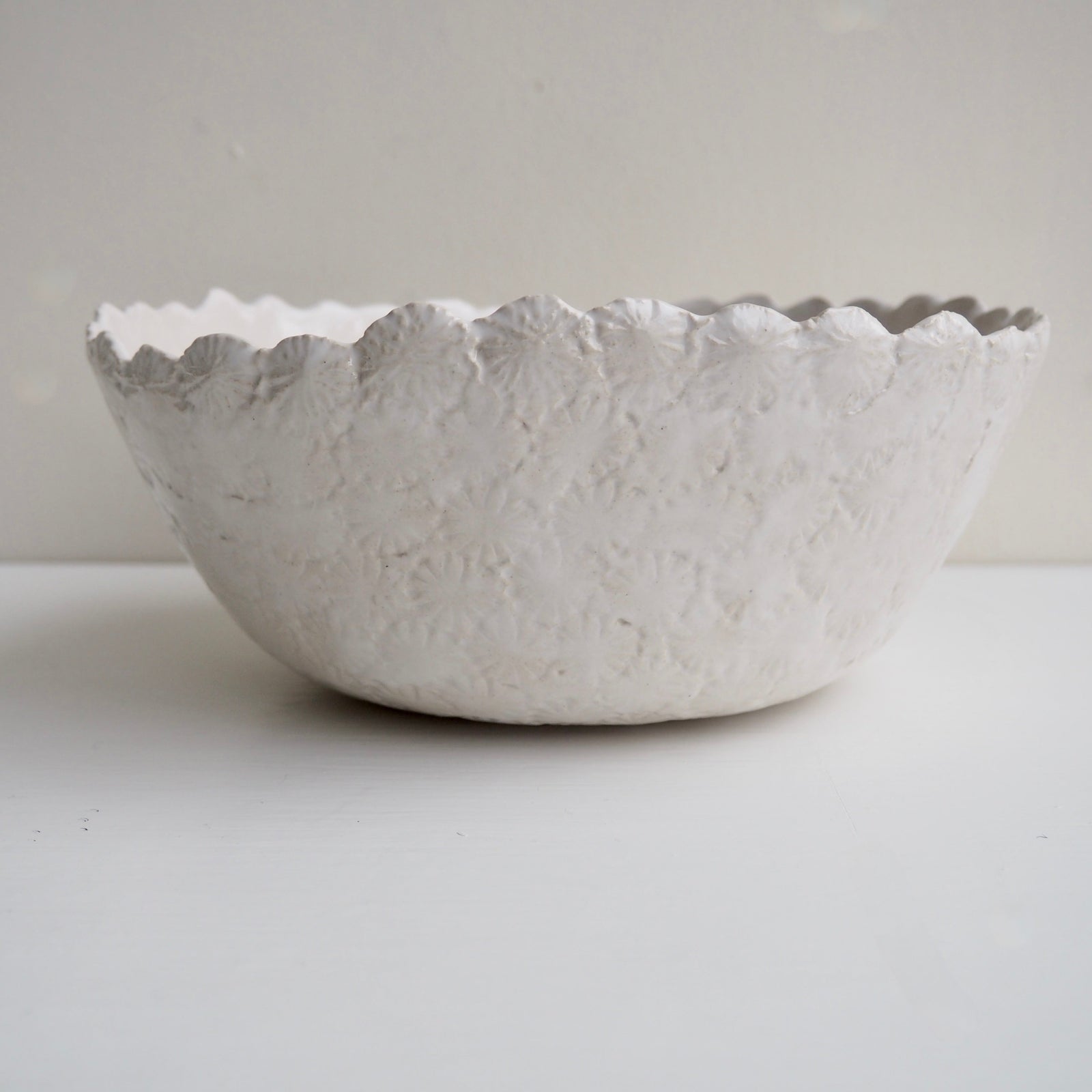 Handmade White Gloss Textural Ceramic Fruit Bowl