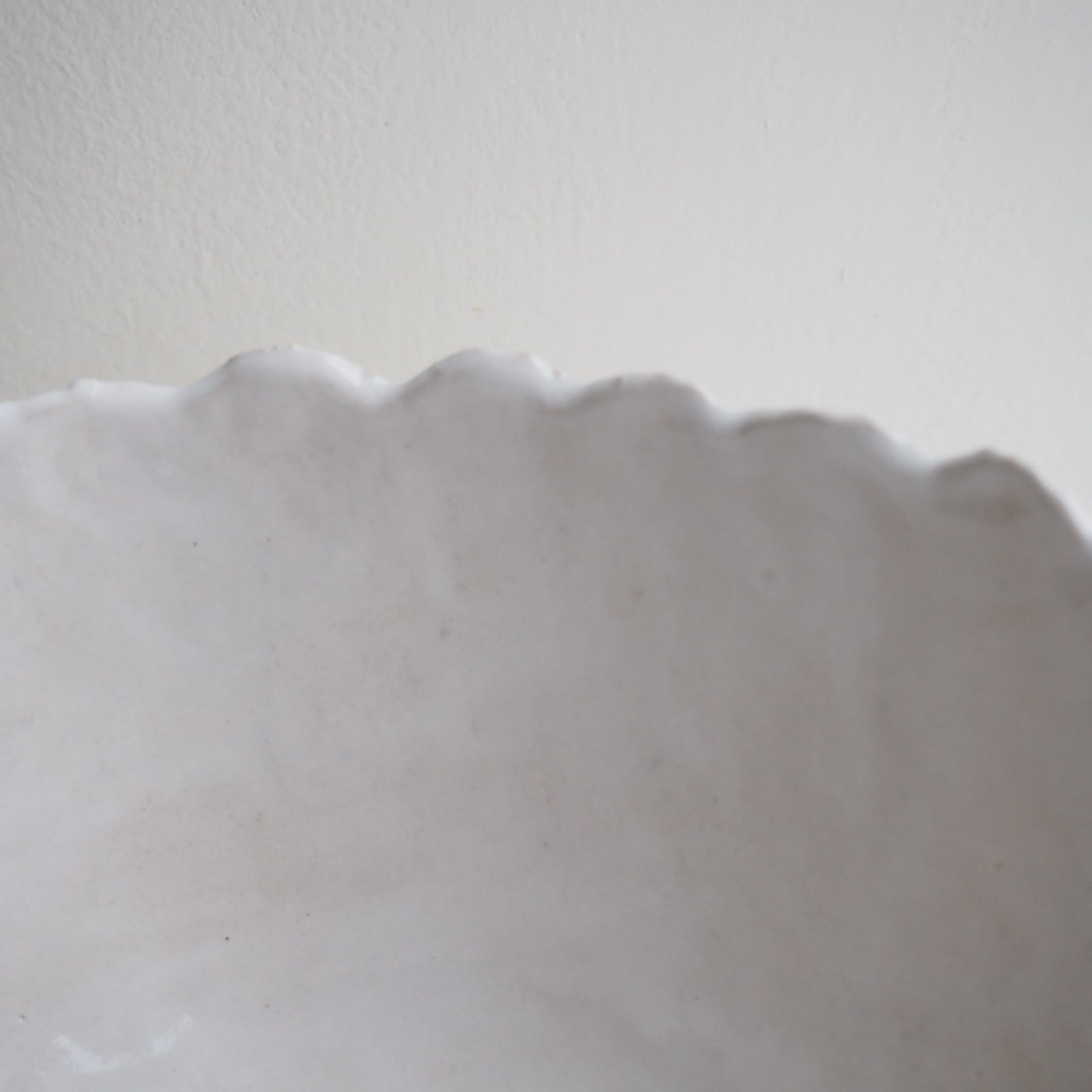 Handmade White Gloss Textural Ceramic Fruit Bowl
