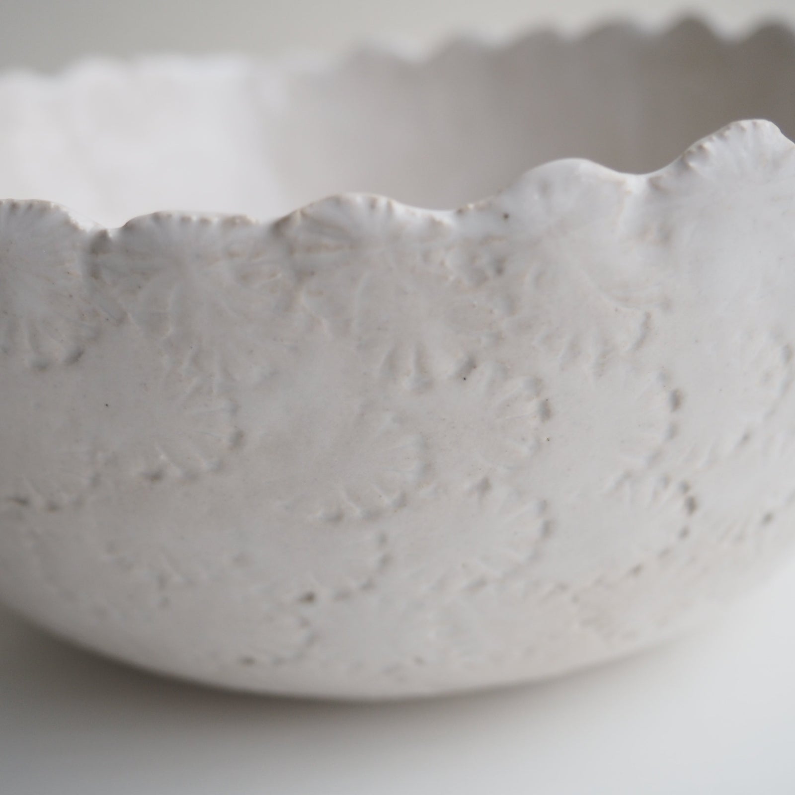 Handmade White Gloss Textural Ceramic Fruit Bowl