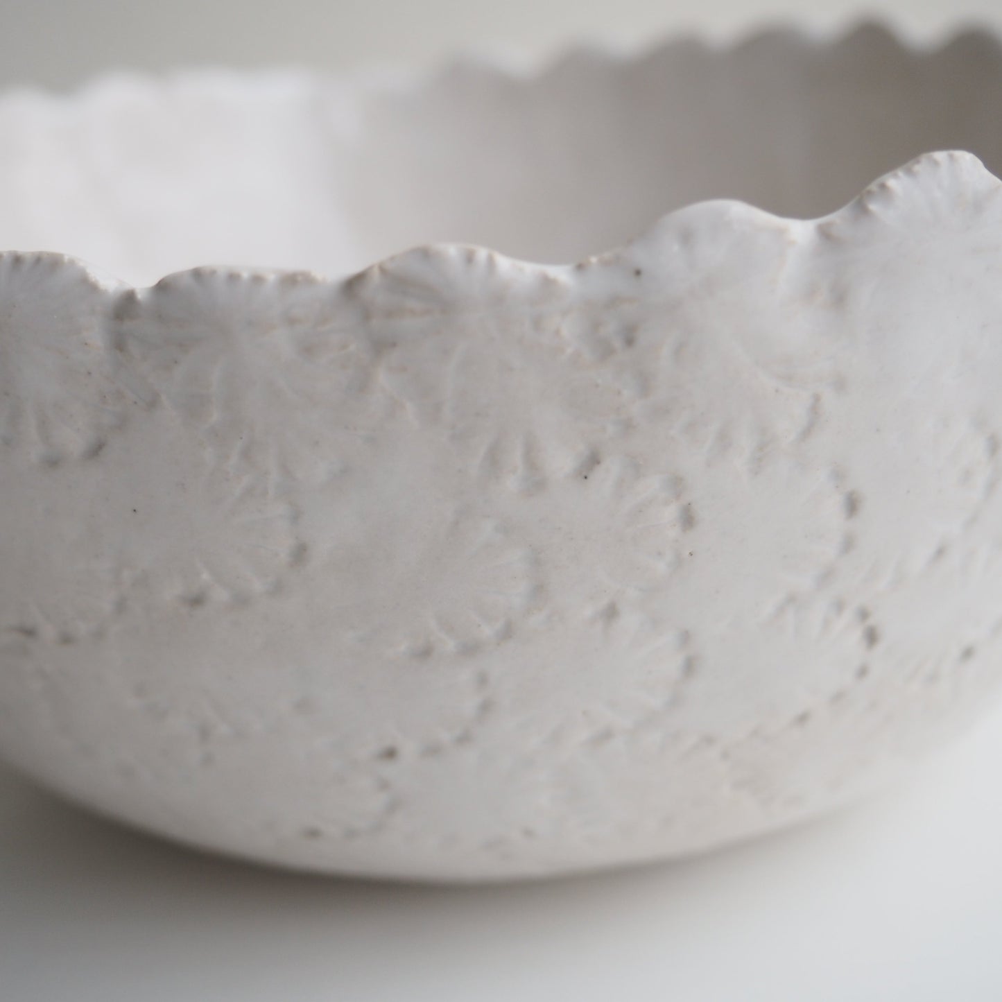 Handmade White Gloss Textural Ceramic Fruit Bowl