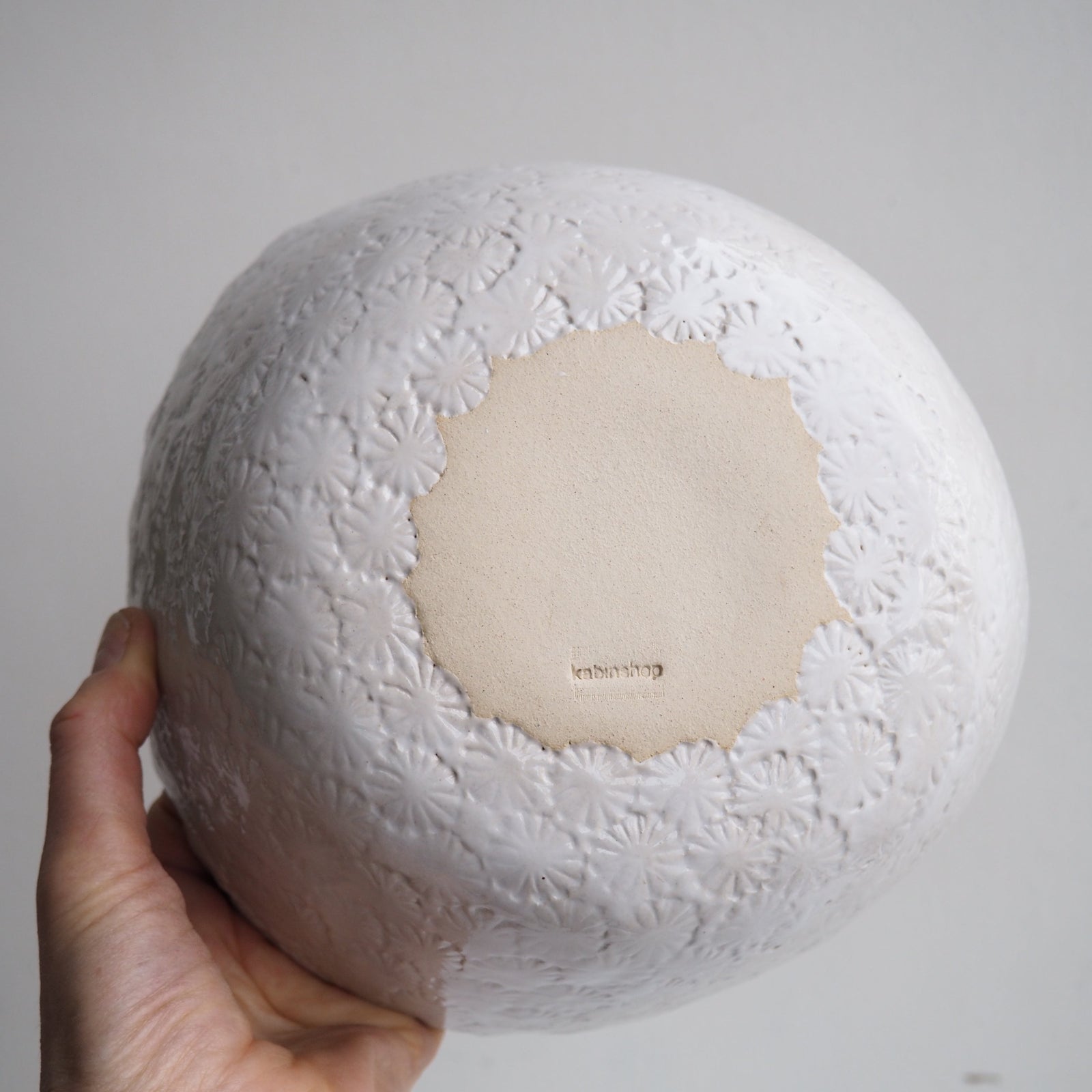 Handmade White Gloss Textural Ceramic Fruit Bowl