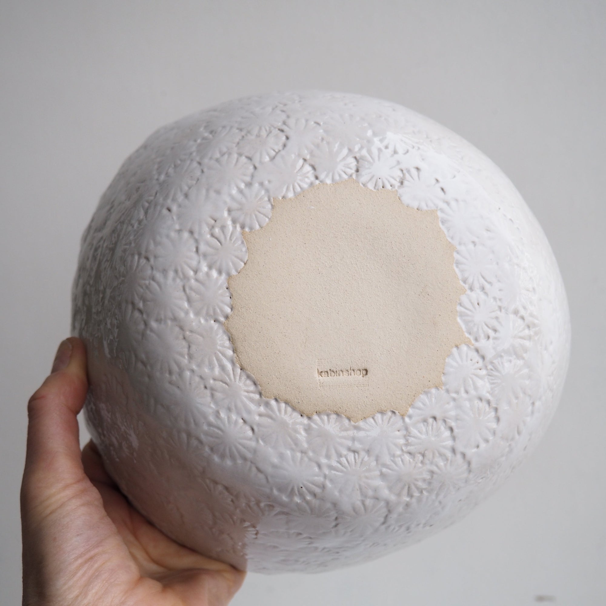 Handmade White Gloss Textural Ceramic Fruit Bowl