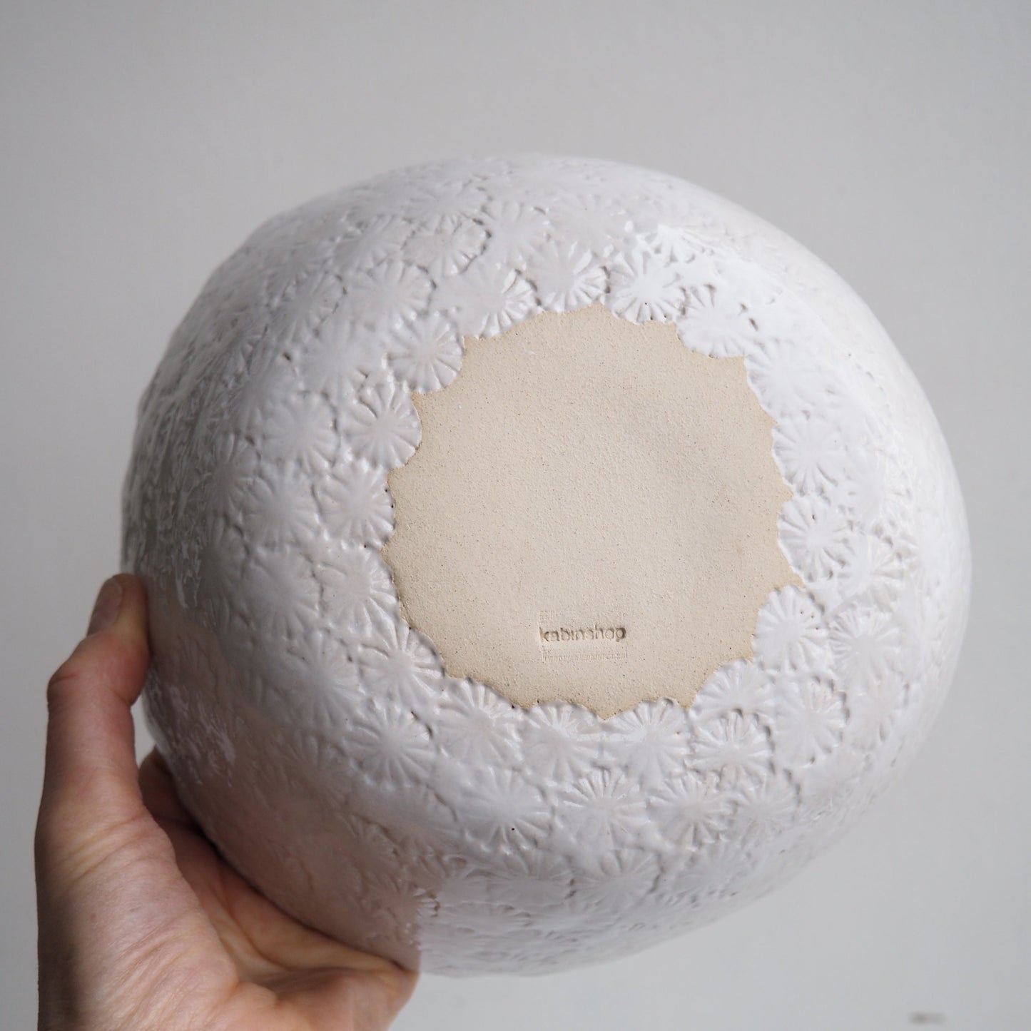 Handmade White Gloss Textural Ceramic Fruit Bowl
