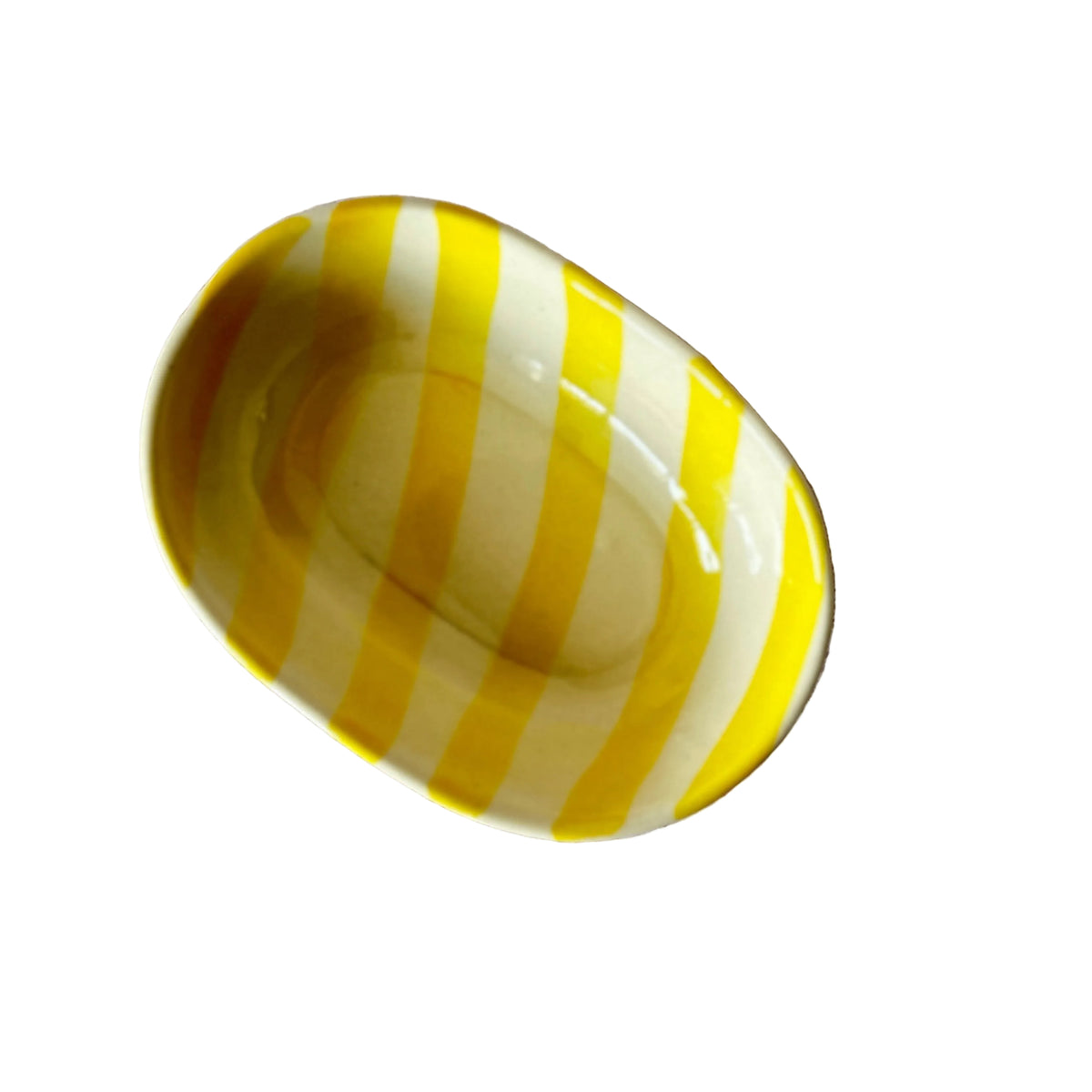 Ceramic Stripe Bowl, Yellow 7x5x2 Inches Set of 4 - Casa Amarosa