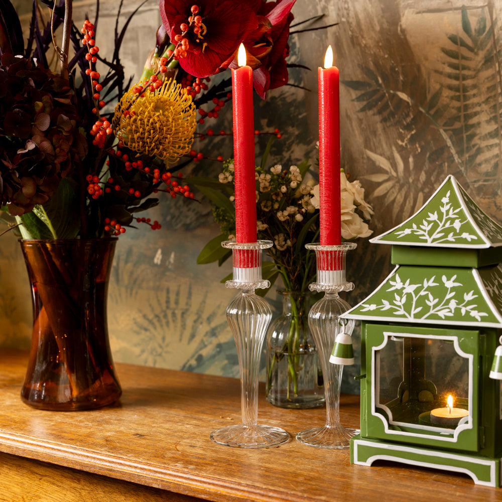 Handblown Glass Candle Holders - Set of Two