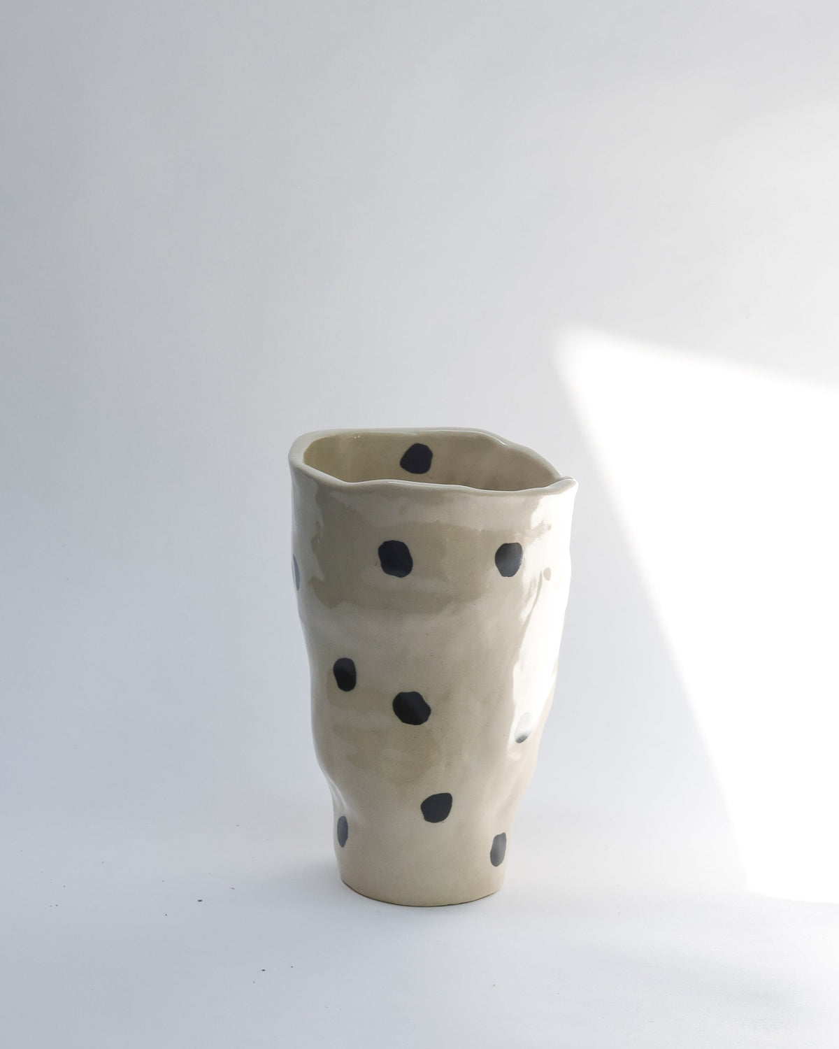 Irregular Vase - Large Black Dots