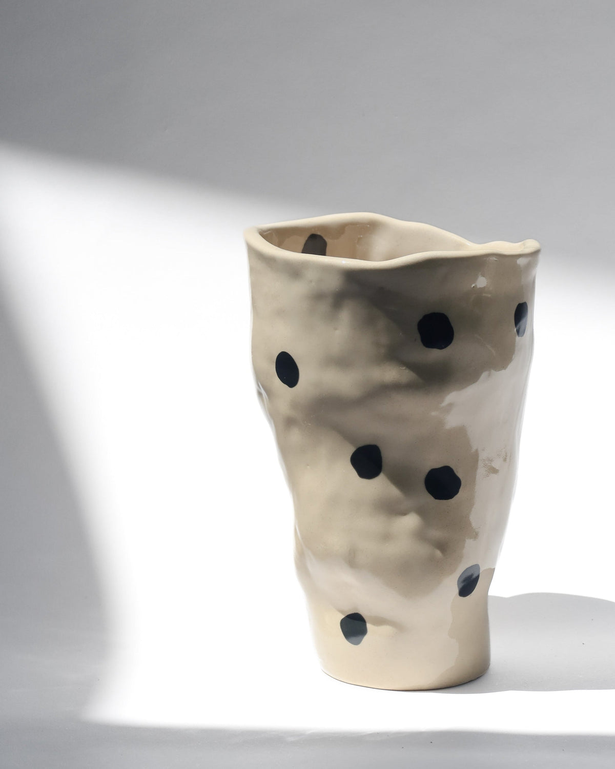 Irregular Vase - Large Black Dots