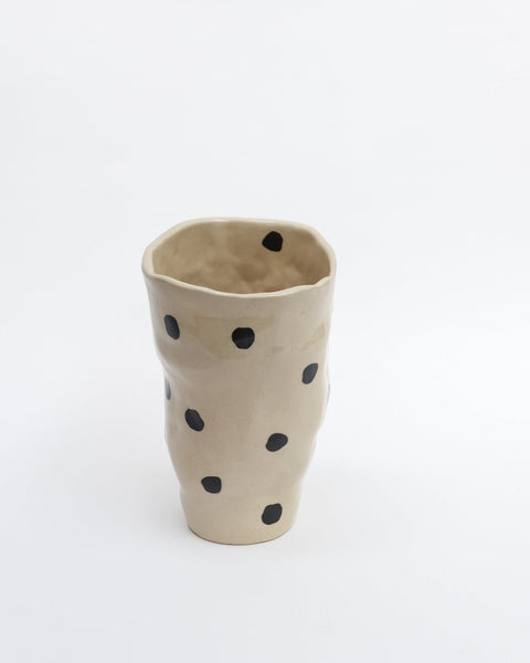 Irregular Vase - Large Black Dots