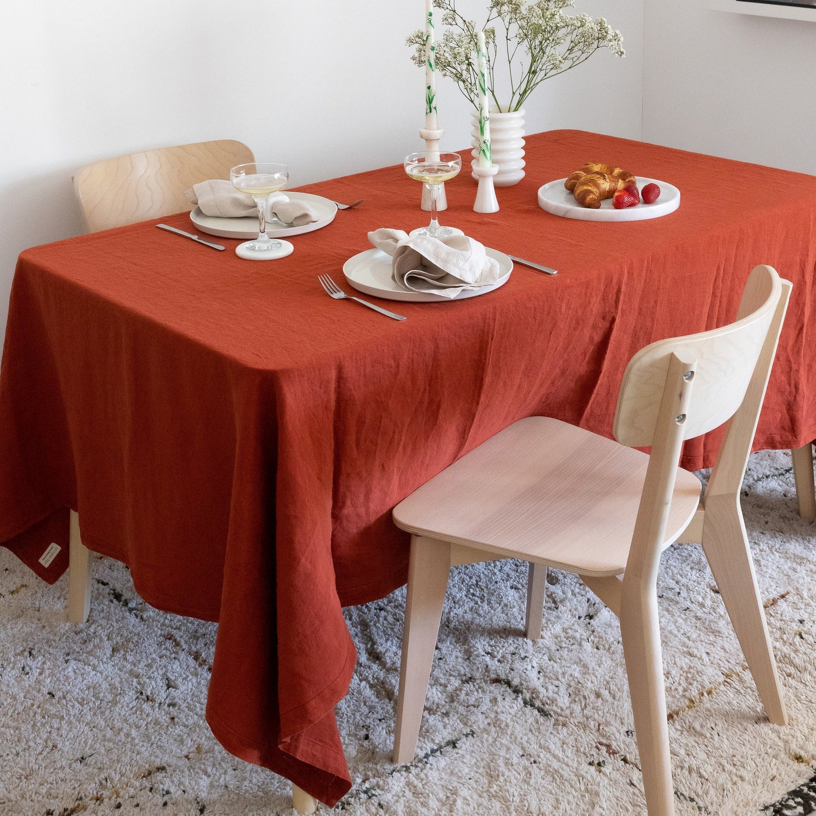 Red Ochre Linen Tablecloth