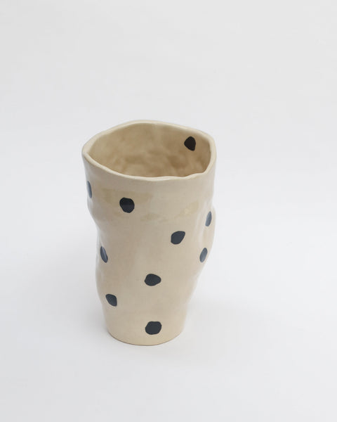 Irregular Vase - Large Black Dots