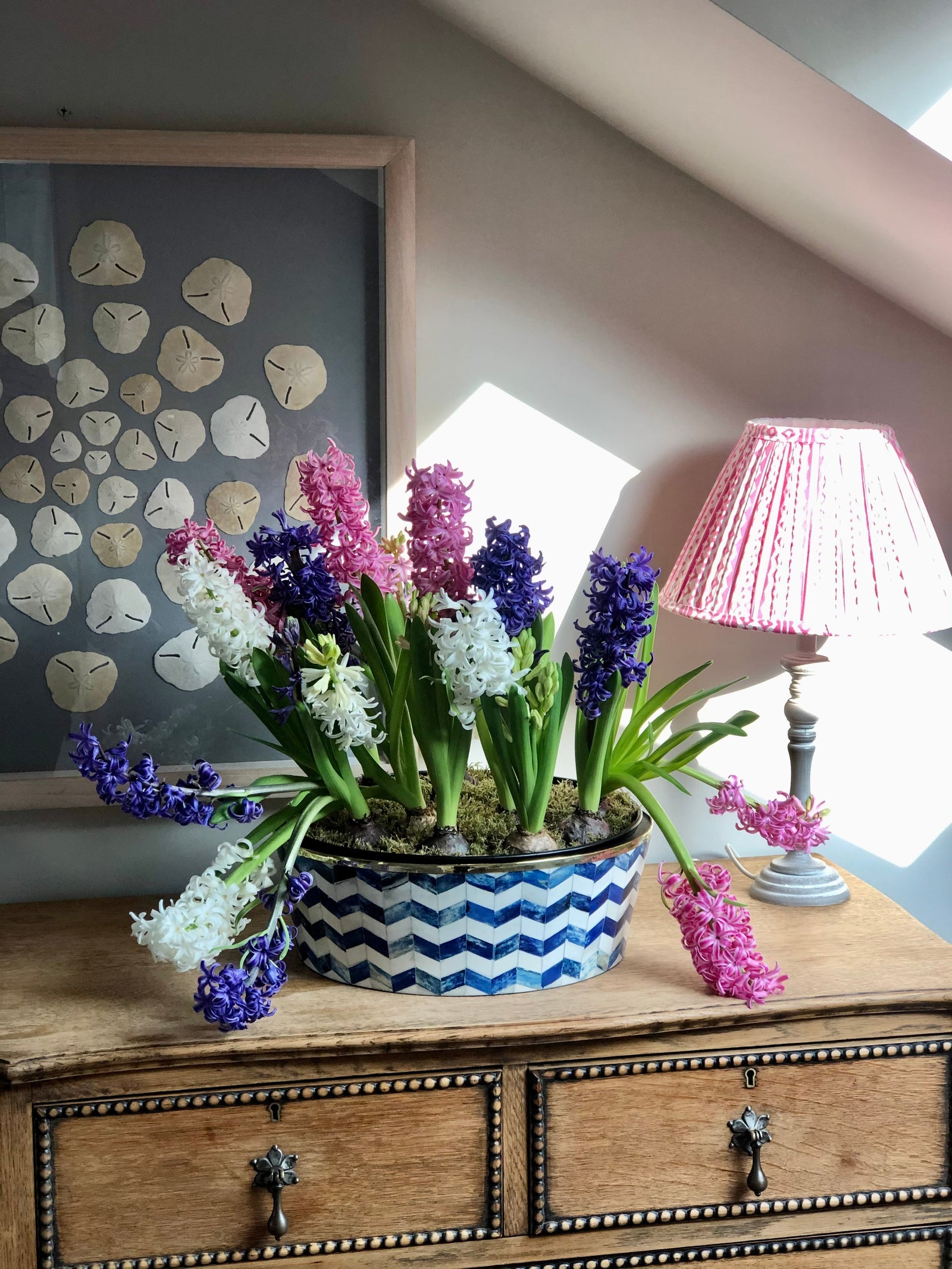 Round Inlay Planter | Large | Blue | Chevron