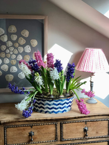 Round Inlay Planter | Large | Blue | Chevron
