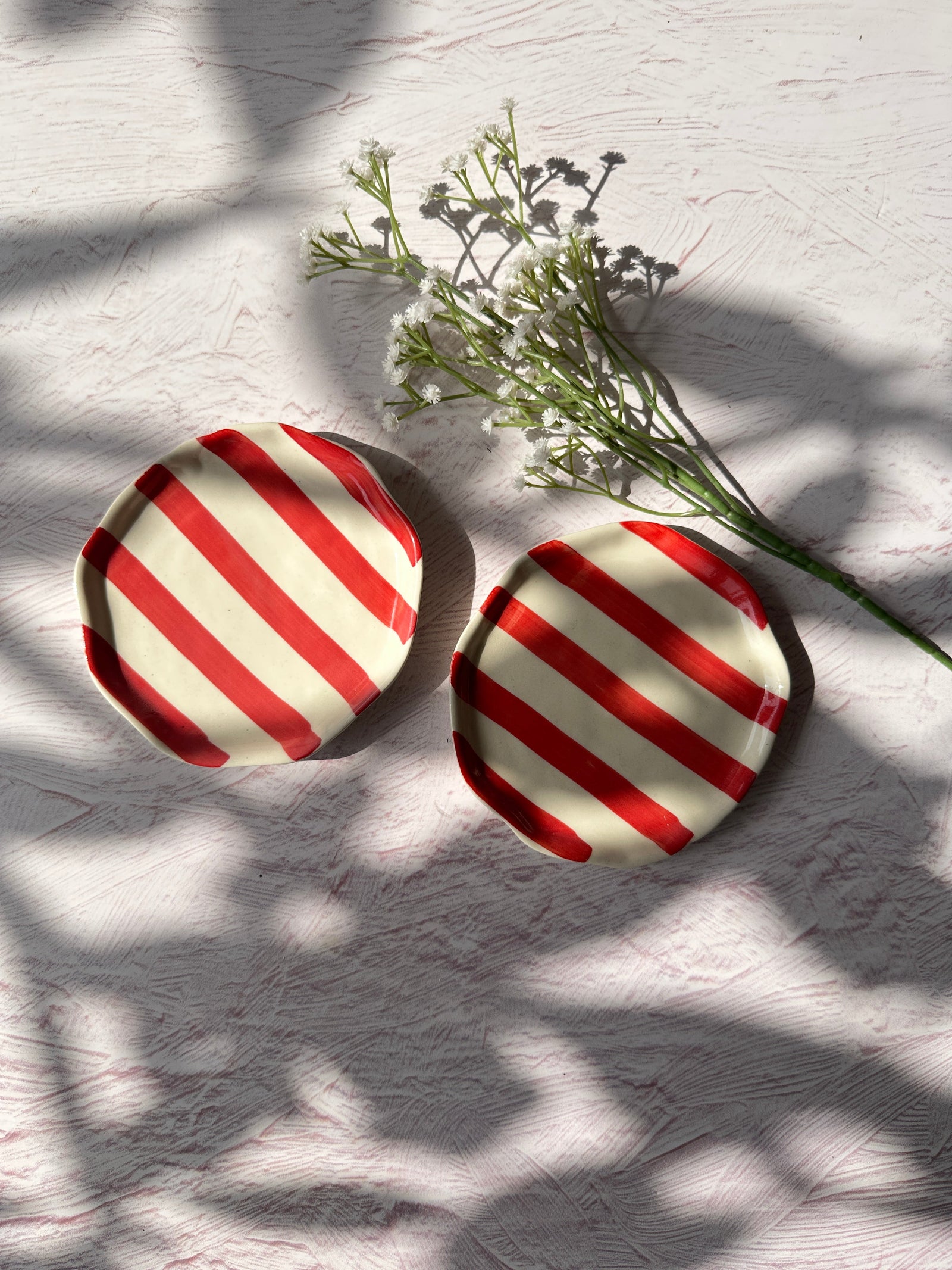 Ceramic Red Stripe Plate (SET OF 6)