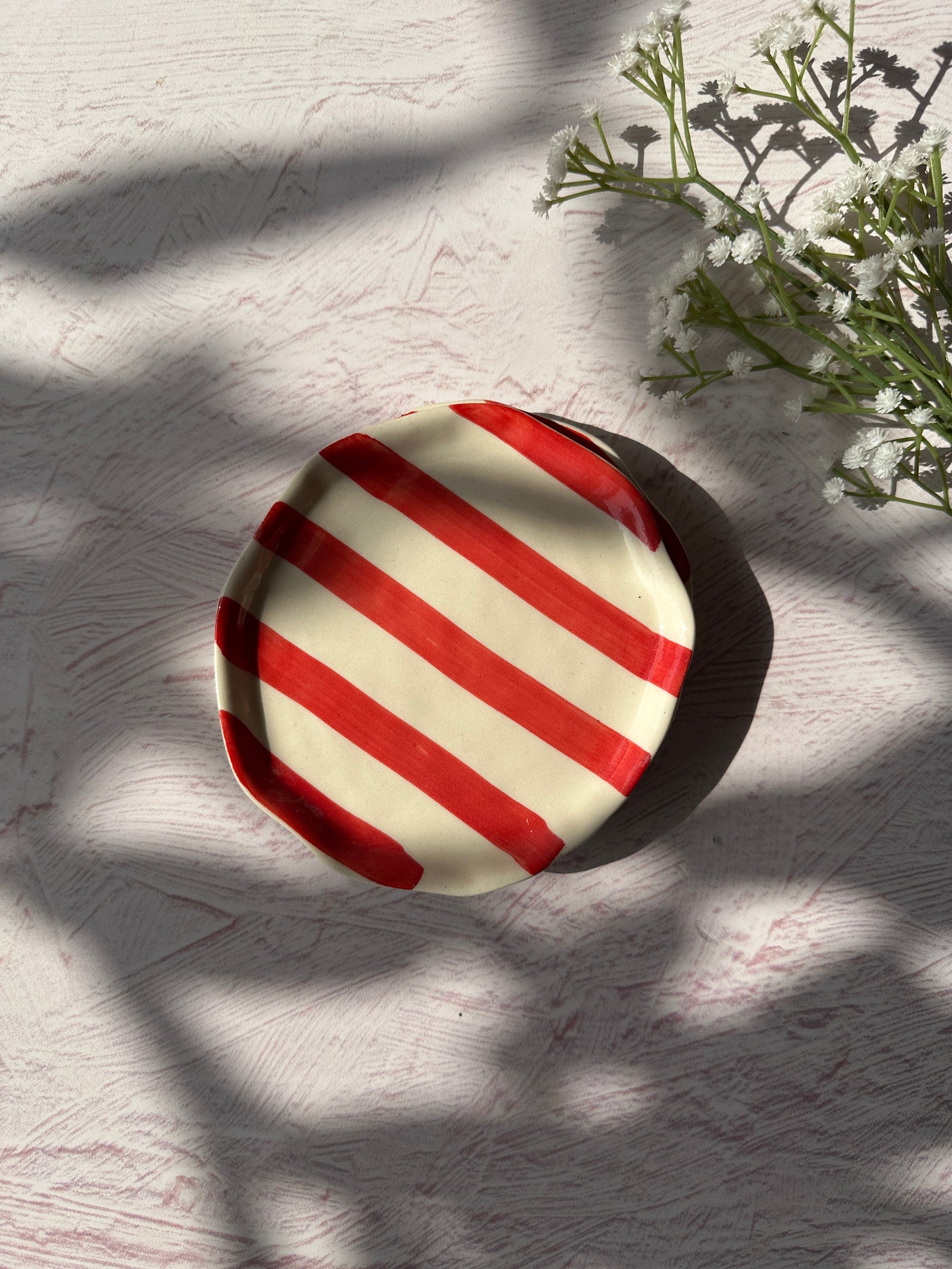 Ceramic Red Stripe Plate (SET OF 6)