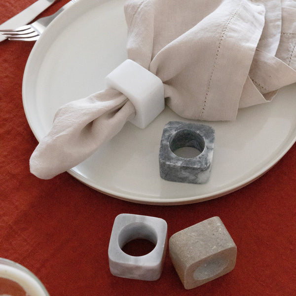 Kai Marble Napkin Ring Set Gray