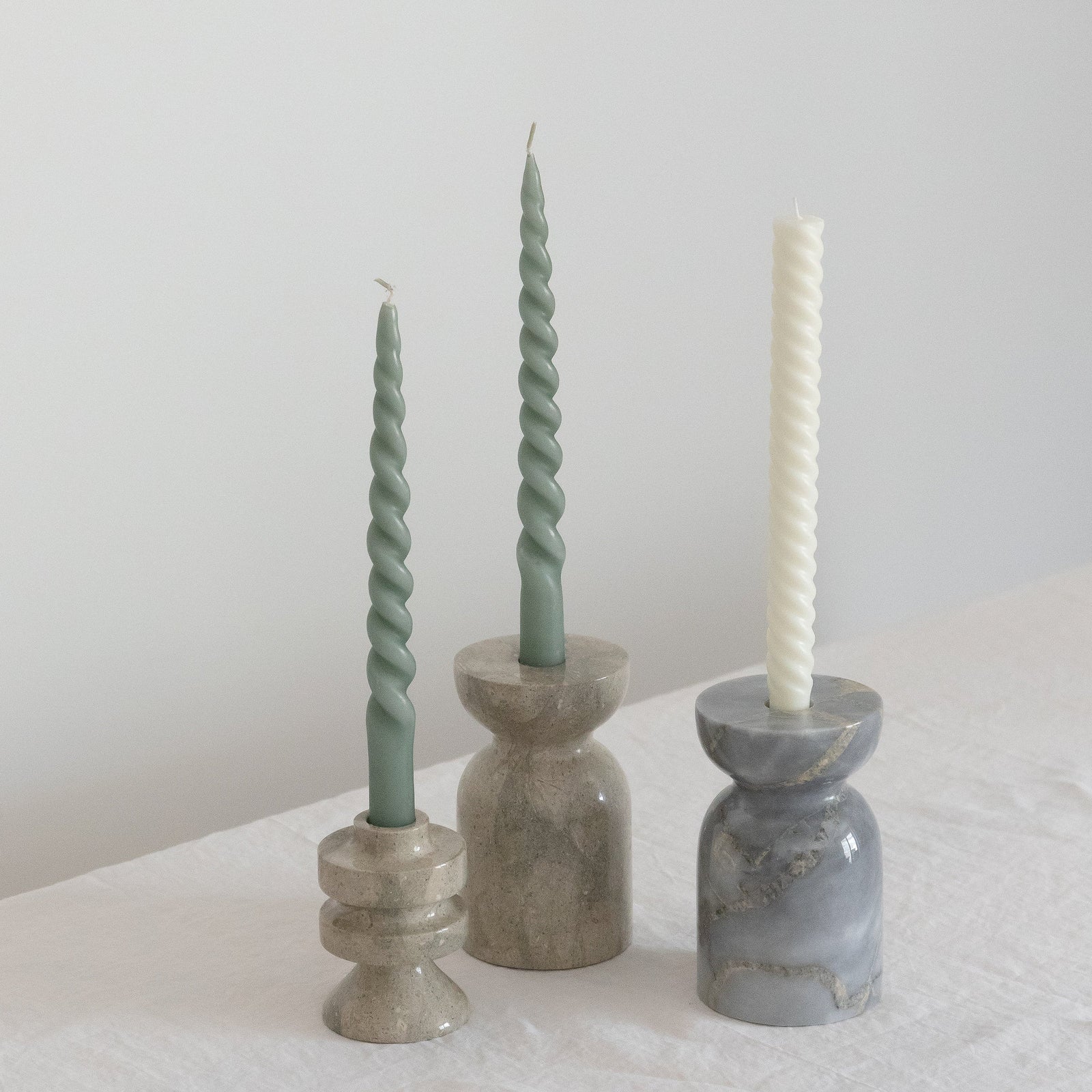 Luca Marble Candle Holder Fire Gray Big