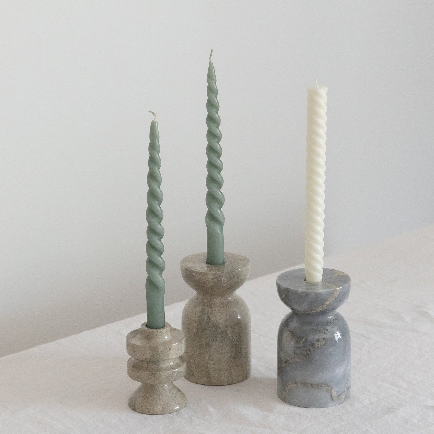 Luca Marble Candle Holder Fire Gray Big